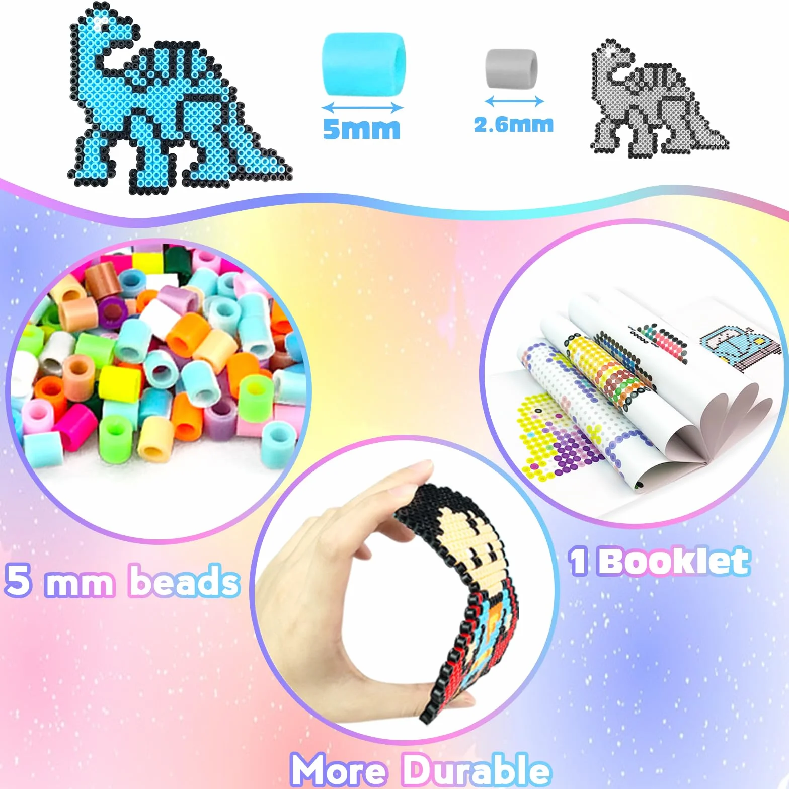 Cuentas Para Planchar, 11000 Piezas 5MM Abalorios Fusibles de 20 Colores Set con Caja de Almacenamiento, Guía del Usuario, Diseño DIY de Joyas.Kit Manualidades Niños, Regalo Navidad y Cumpleaños