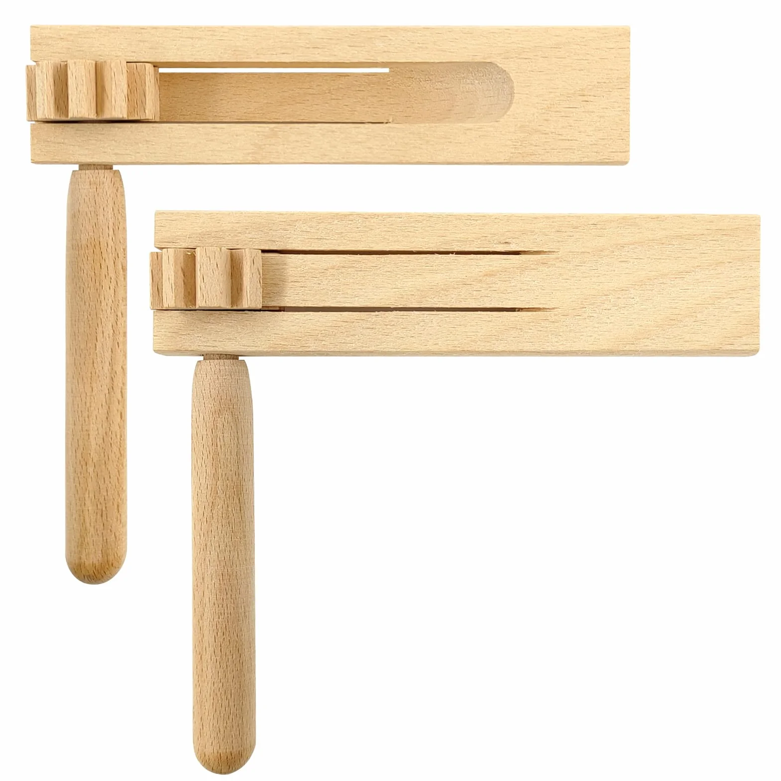 Madera de Spinning de Trinquete 2 Piezas, Carraca de Madera, Instrumentos Musicales para Niños, Matraca en Bambú, Juguetes de Instrumentos Musicales