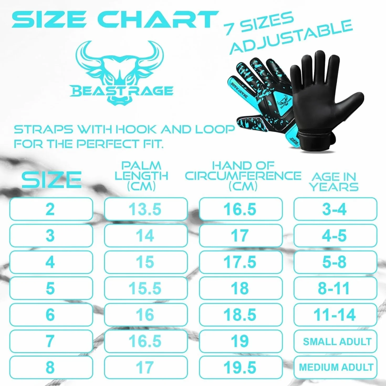 BEAST RAGE Guantes de Portero para niños y jóvenes, Soporte de muñeca Doble, Agarre Fuerte, Palma Acolchada
