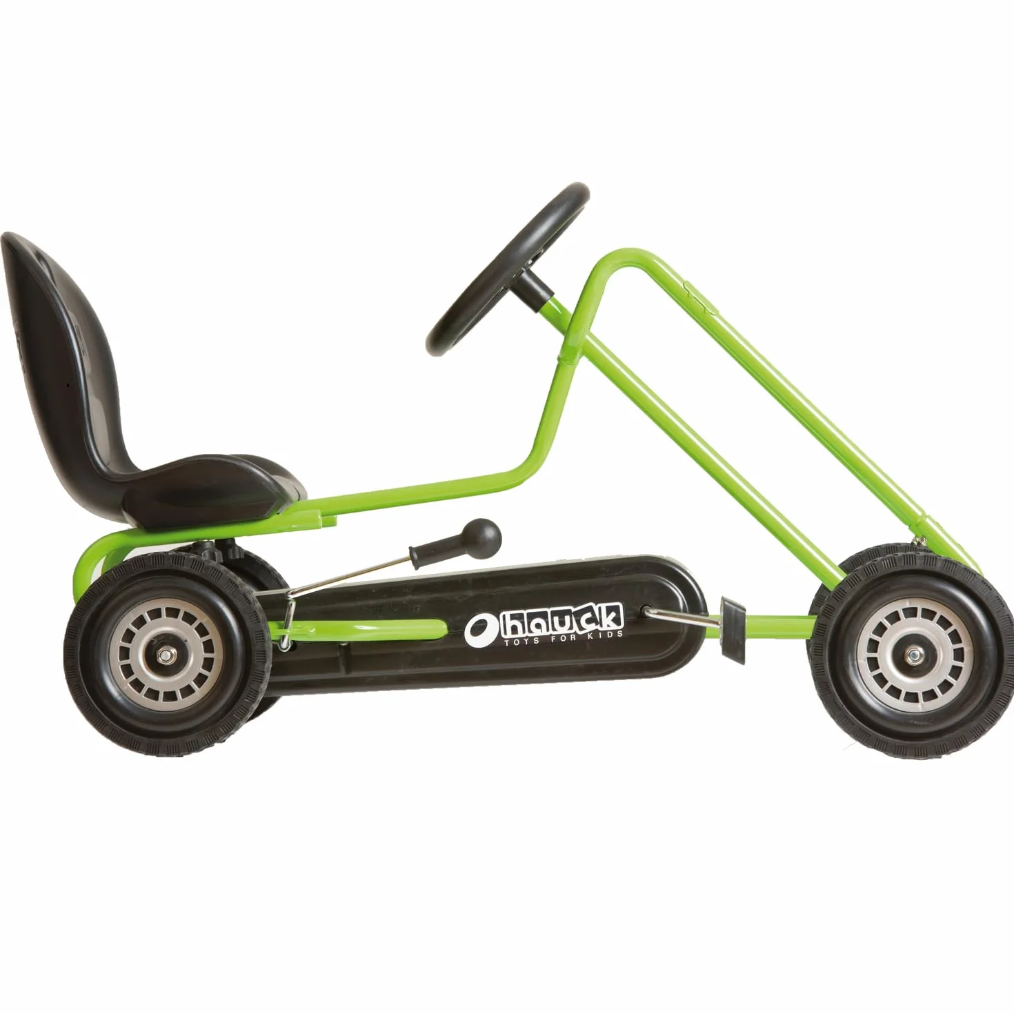 hauck Lightening Go Kart con Ruedas de Goma, Kart Pedales, Coches Niños, Freno de Mano, Asiento Ajustable en Tres Posiciones, 4-8 Años, Peso Max. Peso 50 kg, Respaldo alto, Verde