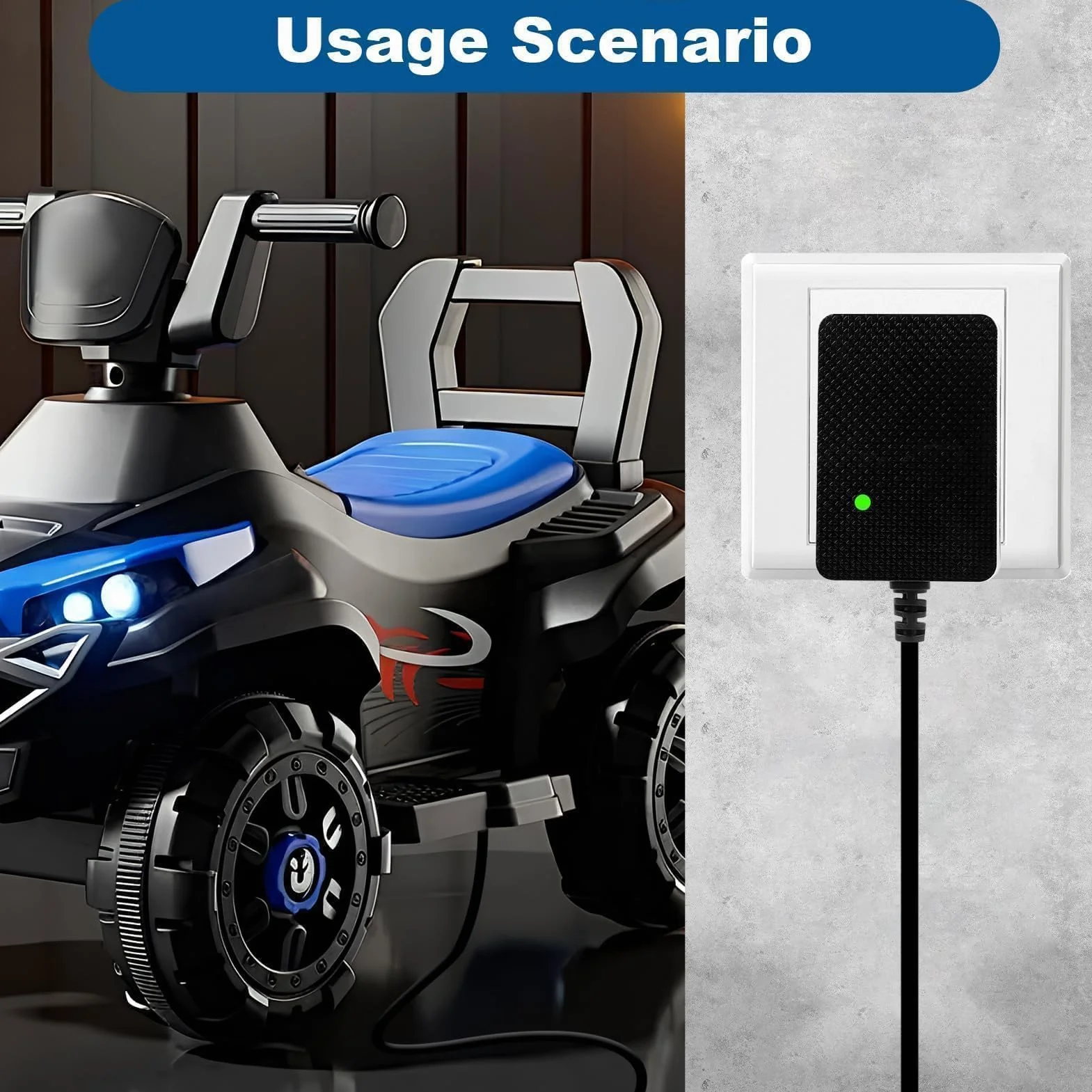 12V 1A Cargador para Coches Eléctricos Niños, Adaptador de Corriente con Enchufe EU para Moto, SUV, ATV, Quad, Tractor y Otros Vehículos Eléctricos Infantiles de 12V 1000mA