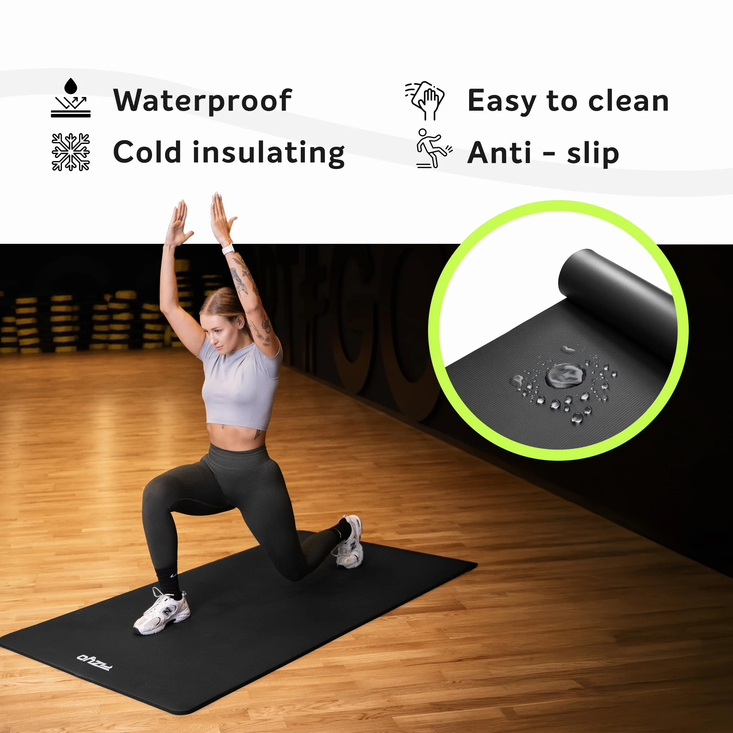 Fizyo Esterilla de Yoga Antideslizante NBR 190 x 60 cm para Pilates y Fitness