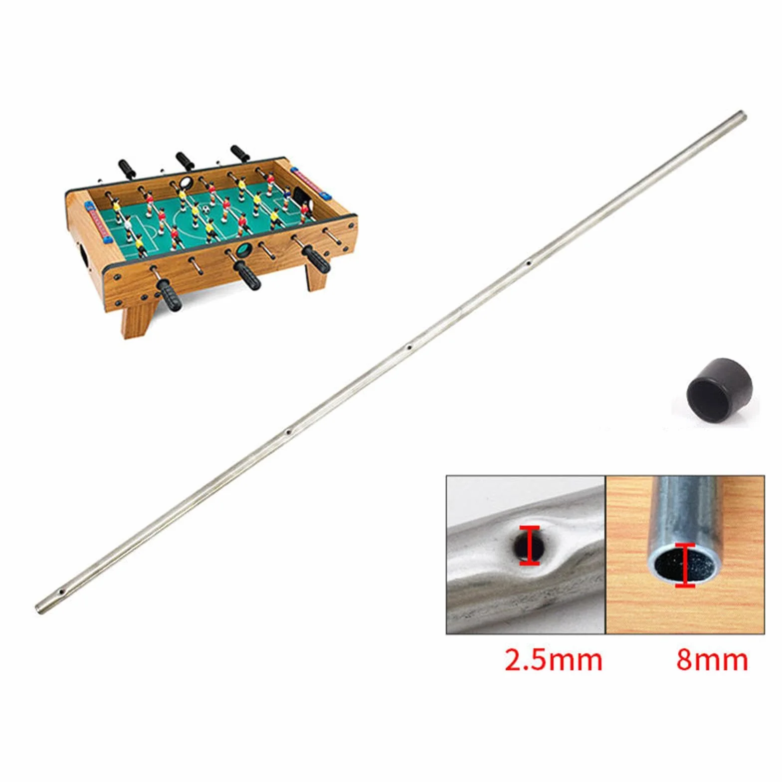KESOTO Varilla de Mesa de futbolín, Poste de futbolín para Mesa de Escritorio para Juegos de Familiares, Varilla de Acero de 8 mm x 52,5 cm