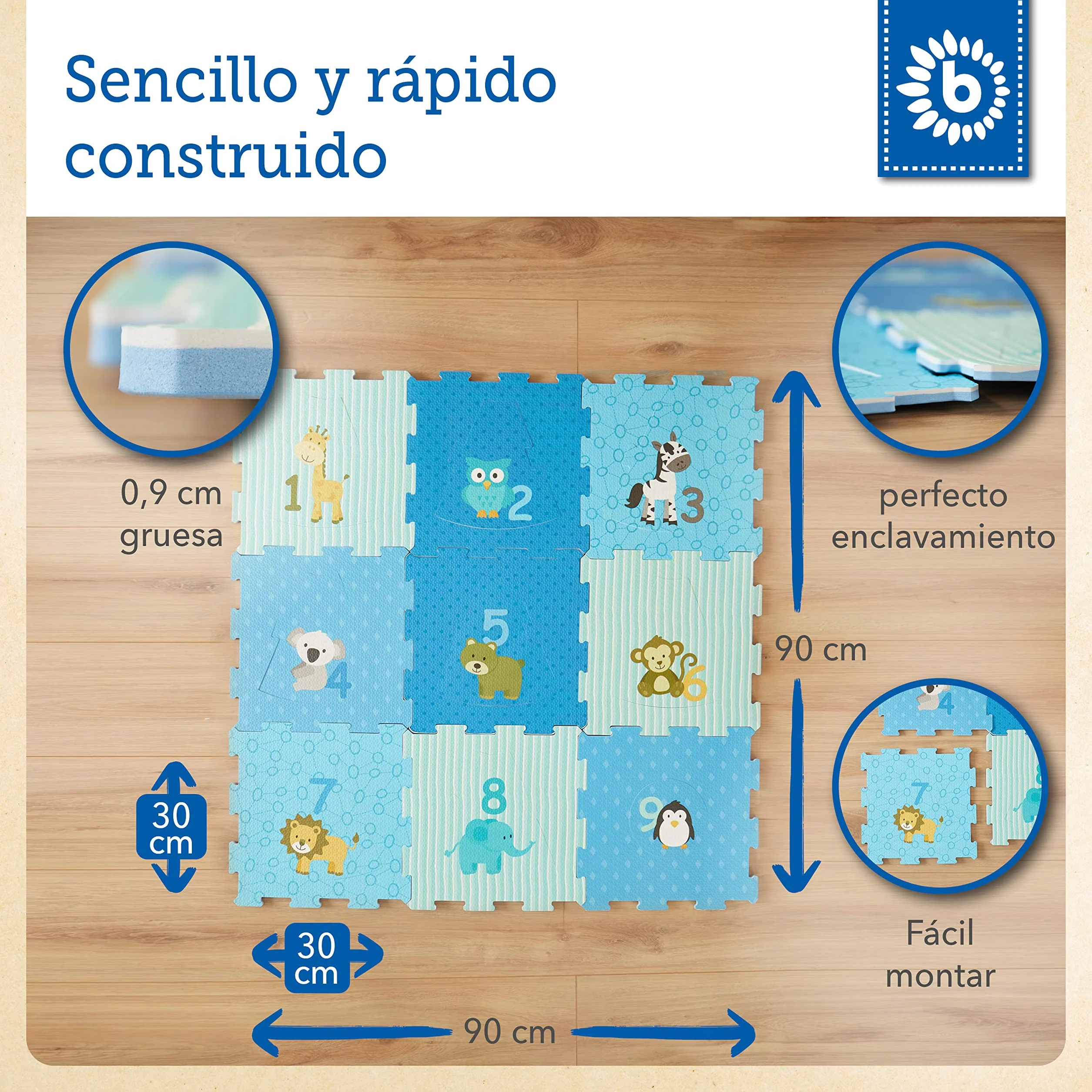 Bieco Alfombra Puzzle Bebé Acolchada Grande Goma EVA Suelo Infantil