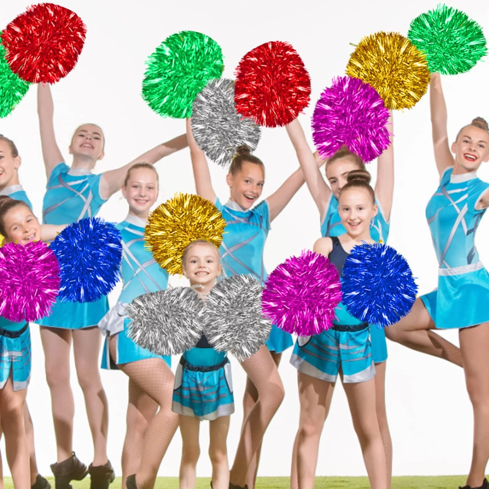Pompones animadora multicolor para partidos deportivos
