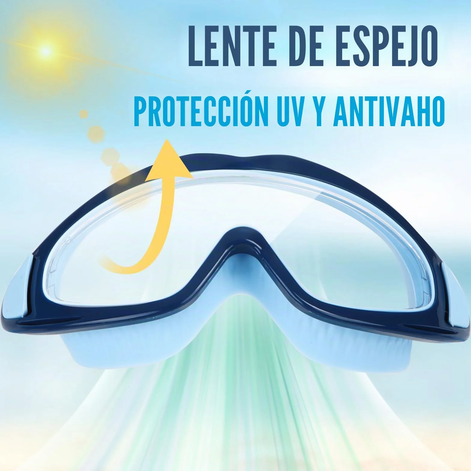 Gafas de natación para niños 3-15 años antivaho impermeables máscara de buceo panorámica 180° antifugas