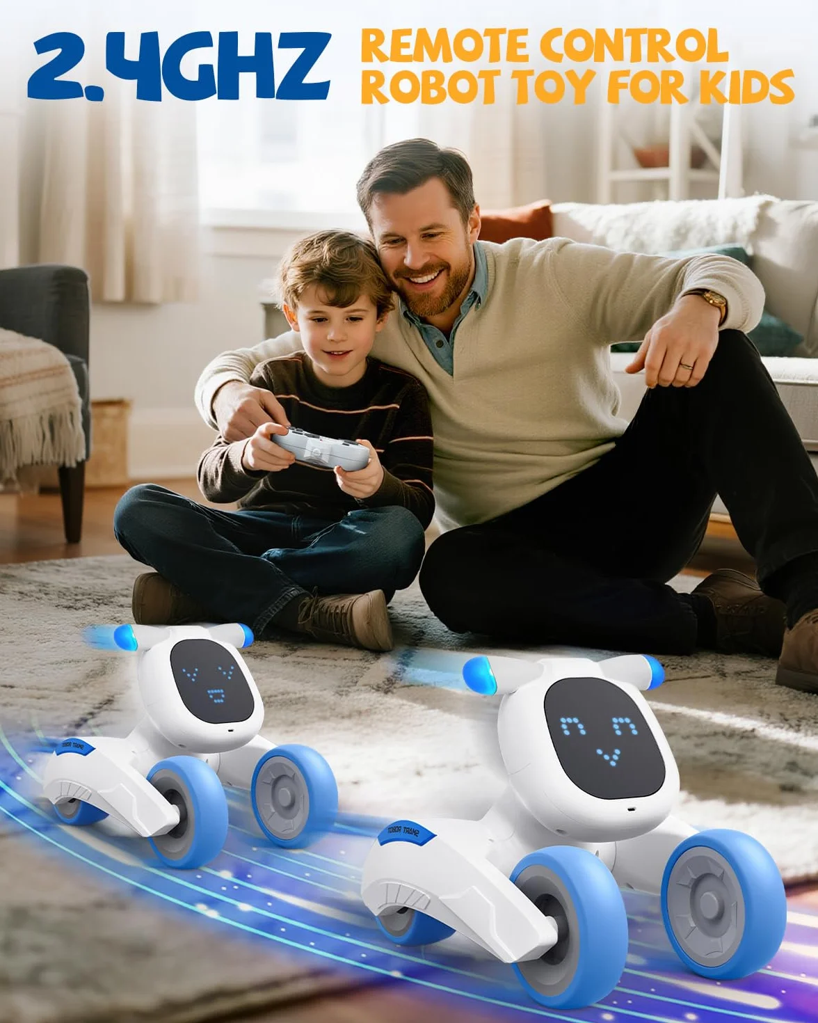 Robot Juguete, Robot Teledirigido para Niños con Expresión LED, Programable, Control por Voz (Solo en inglés), Interactivo Inteligente, Regalo para Niños y Niñas 3 4 5 6 7 8 9 10 11 12 Años