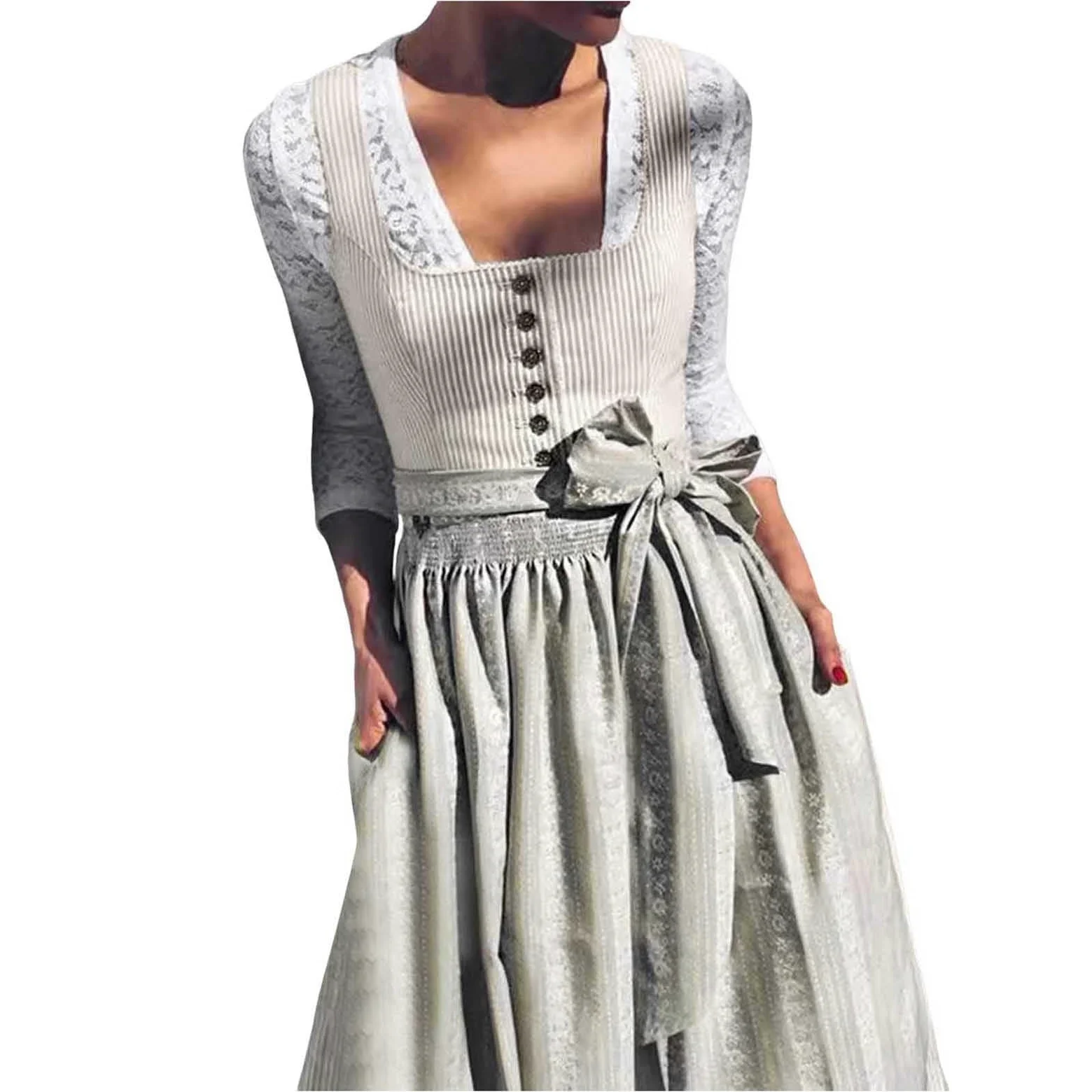 Disfraz de Halloween Carnaval Gótico Disfraz Mujer Vestido Manga Larga Velo Corsé Noche Fiesta Adulto Cosplay Vintage Chic A146