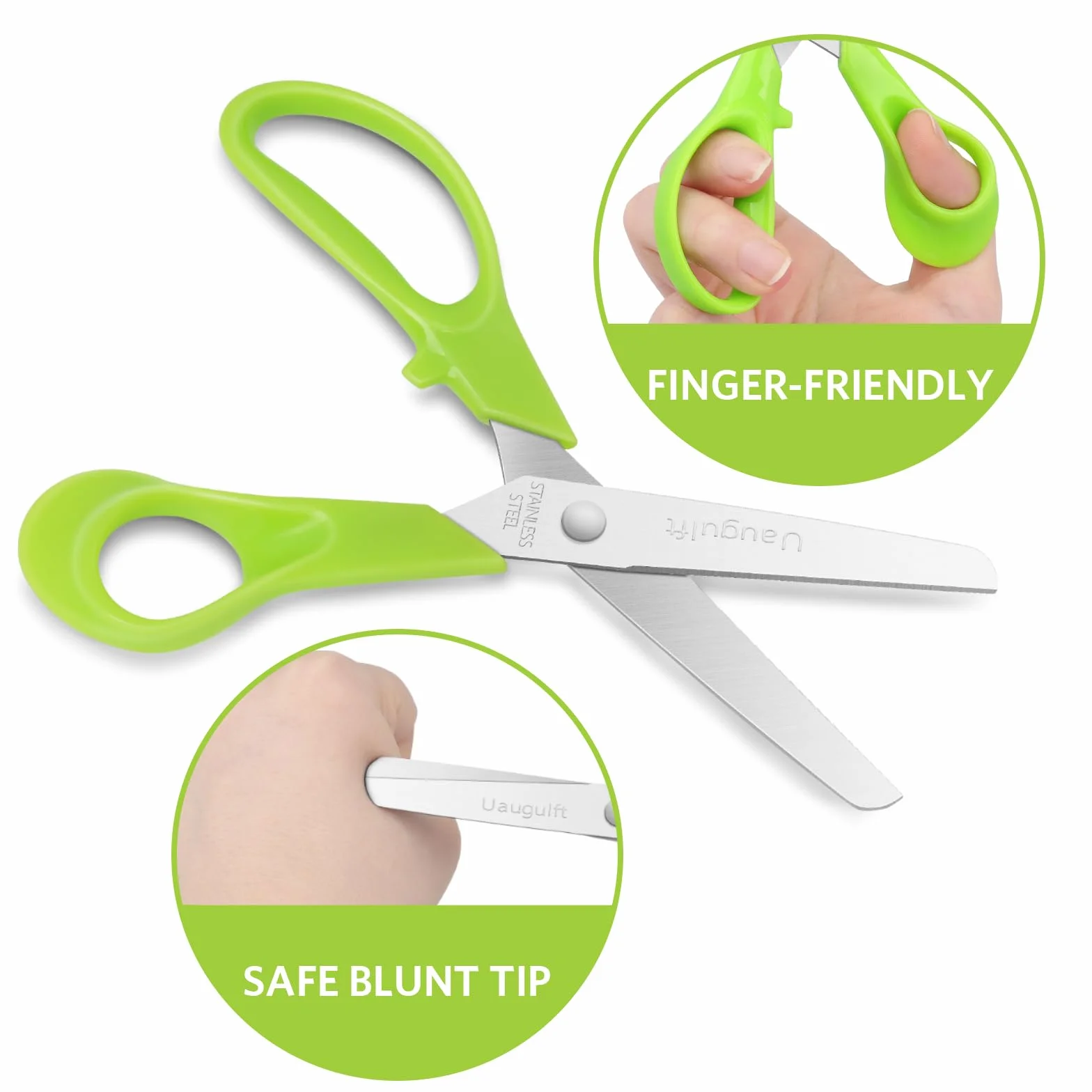 Tijeras para niños, tijeras de seguridad para niños con cuchillas de punta roma de acero inoxidable y mango ergonómico, ideales para la escuela y aulas, 6 pulgadas, paquete de