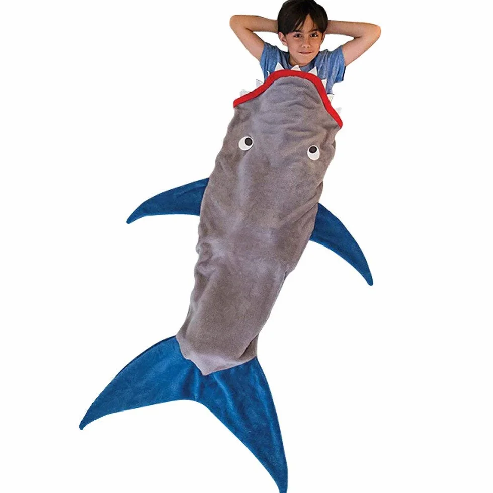Manta de Cola de tiburón para niños,Sacos de Dormir de tiburón, Doble Cara Fleece,All Seasons Cozy Warm in Christmas Regalo de cumpleaños para niños y Adolescentes
