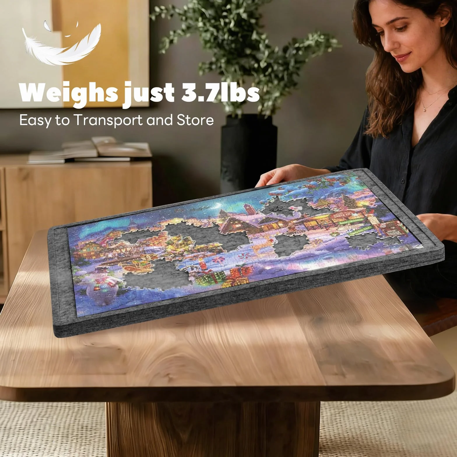 Tablero para Puzzle 1000 Piezas con ángulo Ajustable, 6 Bandejas y Cubierta - Mesa de Rompecabezas de Fieltro Ligera - Puzzle Board Almacenamiento Portátil con Superficie Antideslizante - Porta Puzzle