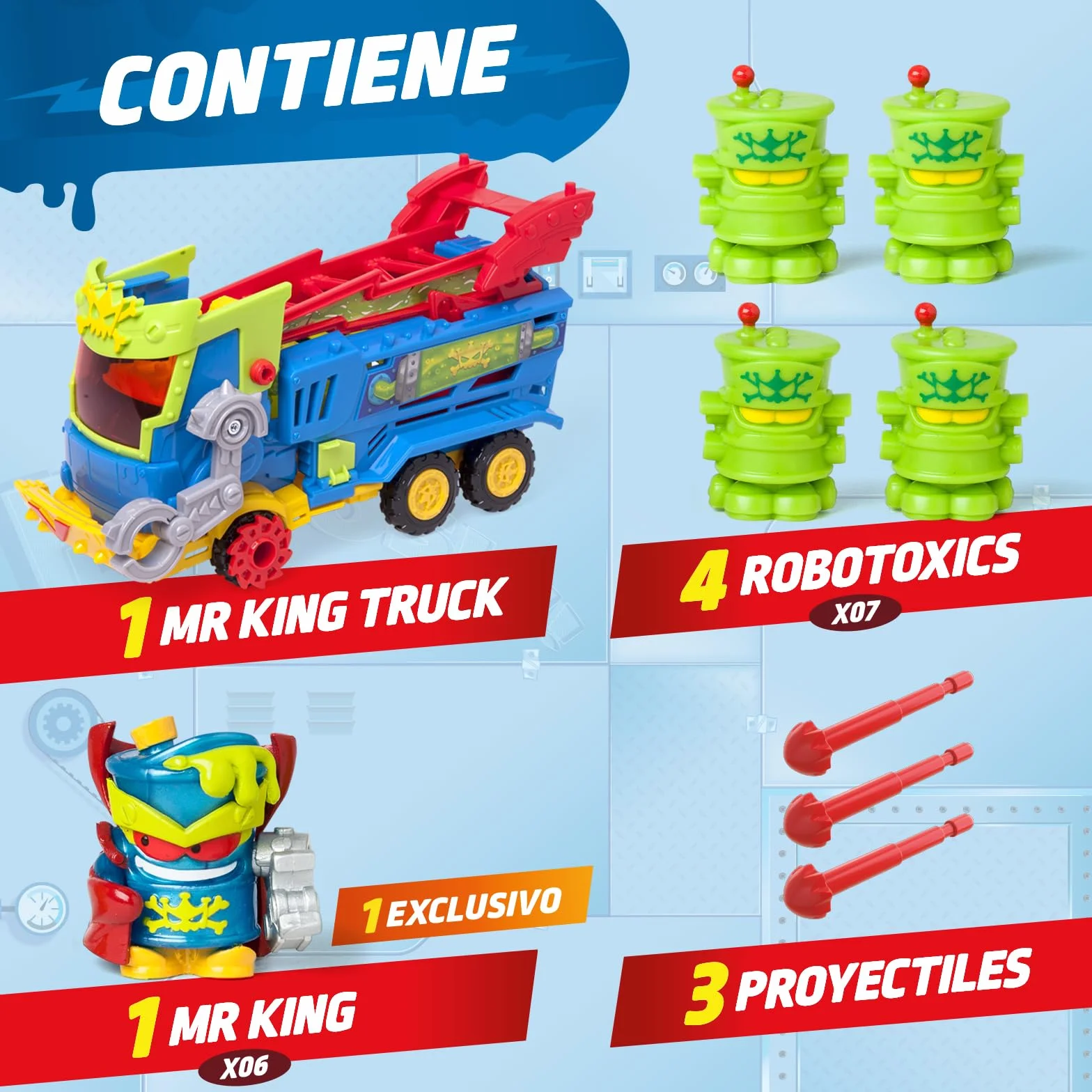 SUPERTHINGS KAZOOM Power Mr. King Truck Camión Serie TV con Vehículo Figura Exclusiva Robotoxics