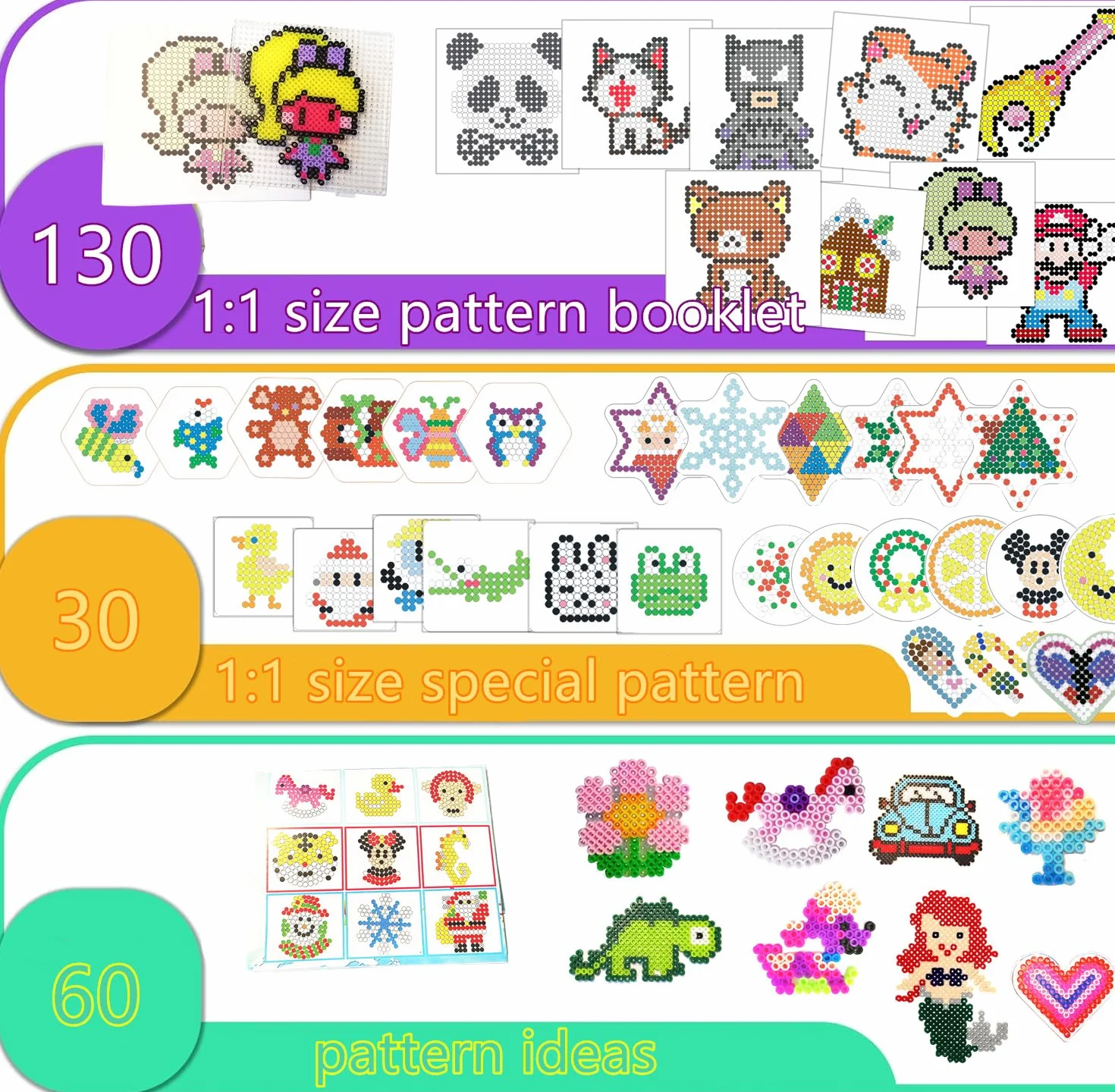 vytung Cuentas Para Planchar, 13000 Pcs 5 mm de Abalorios Cuentas,220 modelos, Plásticos Beads Kit Completo con Papel de Planchado, Plantilla DIY Manualidad para Fiesta ​Cumpleaños Niños