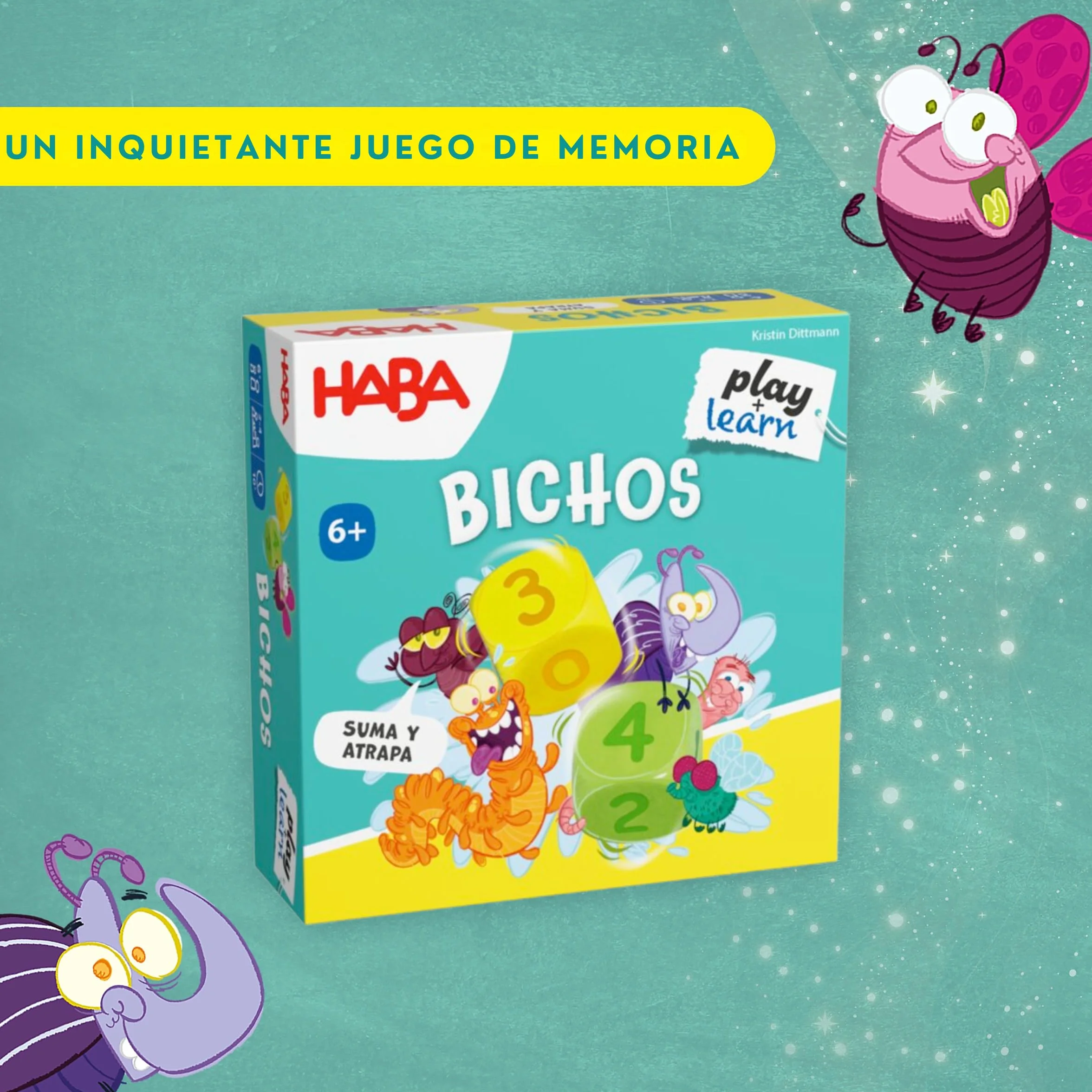 HABA 2013336004 - Bichos, Juego Infantil de Mesa de Memoria y cálculo Mental (Sumas hasta 10). Más 6 años