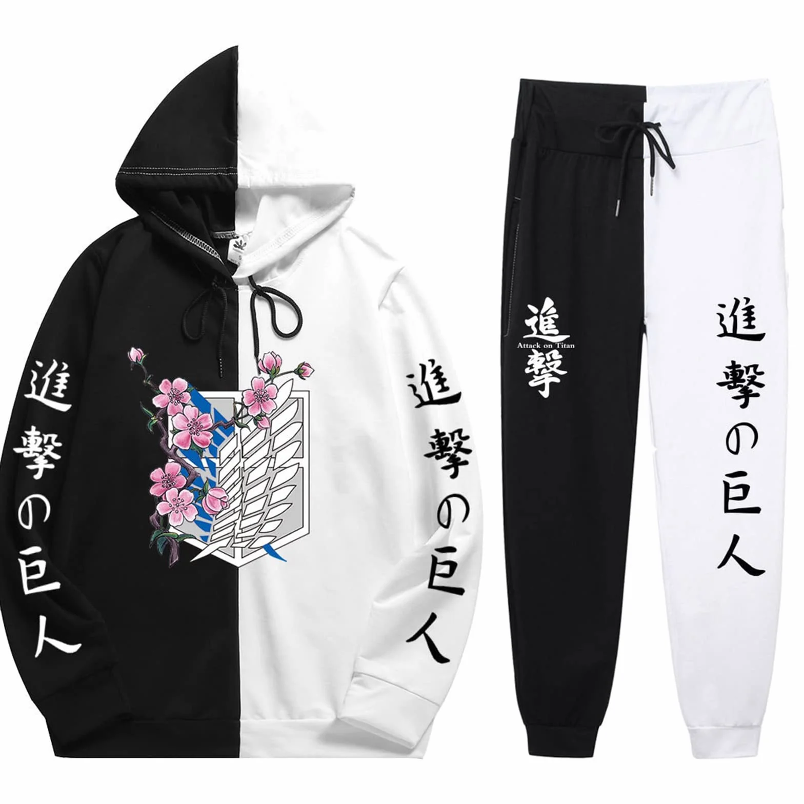 Aot Sudaderas con Capucha Pantalones Dos Piezas Traje Unisex Cosplay Chándal