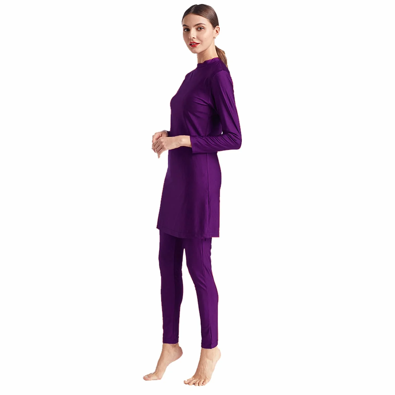 Traje de baño musulmán Burkini árabe Cubierta Completa Conjunto 3 Piezas para Mujer Ropa de Playa