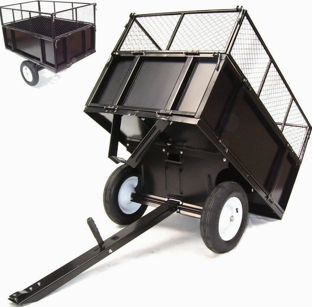 D+L Remolque basculante de 300 kg para cortacésped - Transformador de césped - Plegable - Paredes laterales abatibles