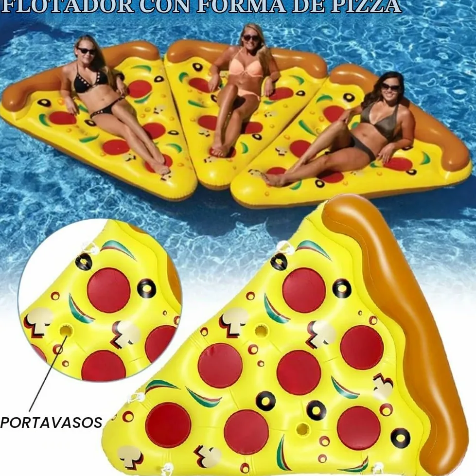 Colchoneta Piscina Adultos - Flotador Piscina Hinchables con Portavasos, Flotador Inflable Pizza Grande Flotador Hinchable de Bronceado para Piscina Playa Fiestas Verano