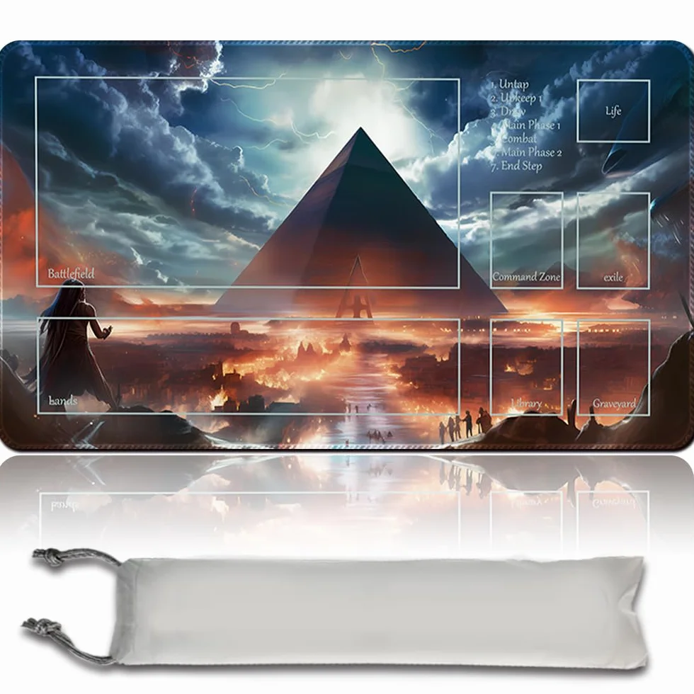 MTG Juego de alfombrillas + bolsa impermeable gratuita, bordes cosidos, superficie de goma suave, PlayMat con zonas (Angel of Flight Alabaster - All is Dust)