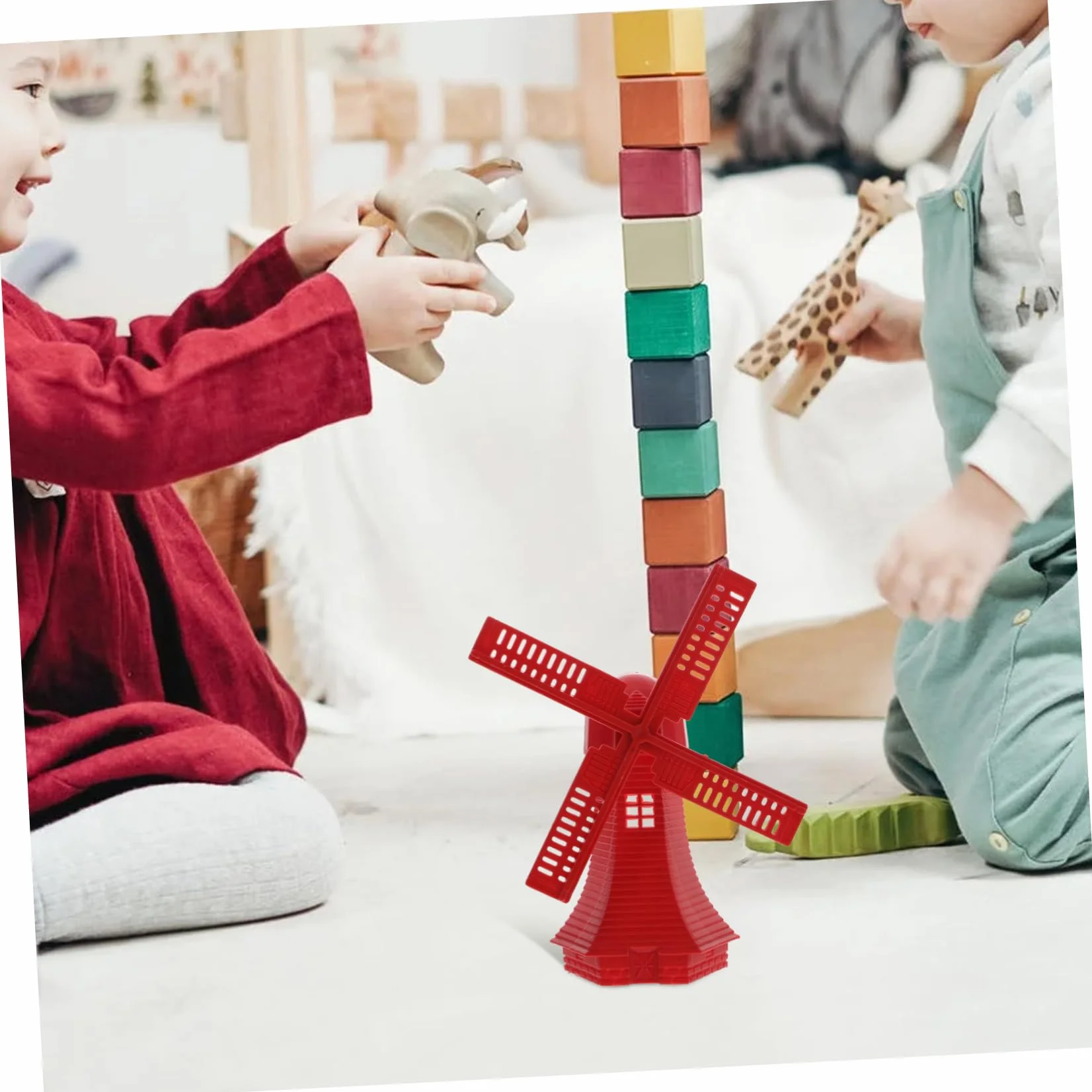 Lurrose 16 Piezas Modelo de Granja Decoracion Miniatura Juguetes Modelo de Granja para niños decoración Juguetes niño Accesorio de diseño en Miniatura Accesorio de Paisaje Molino Rojo