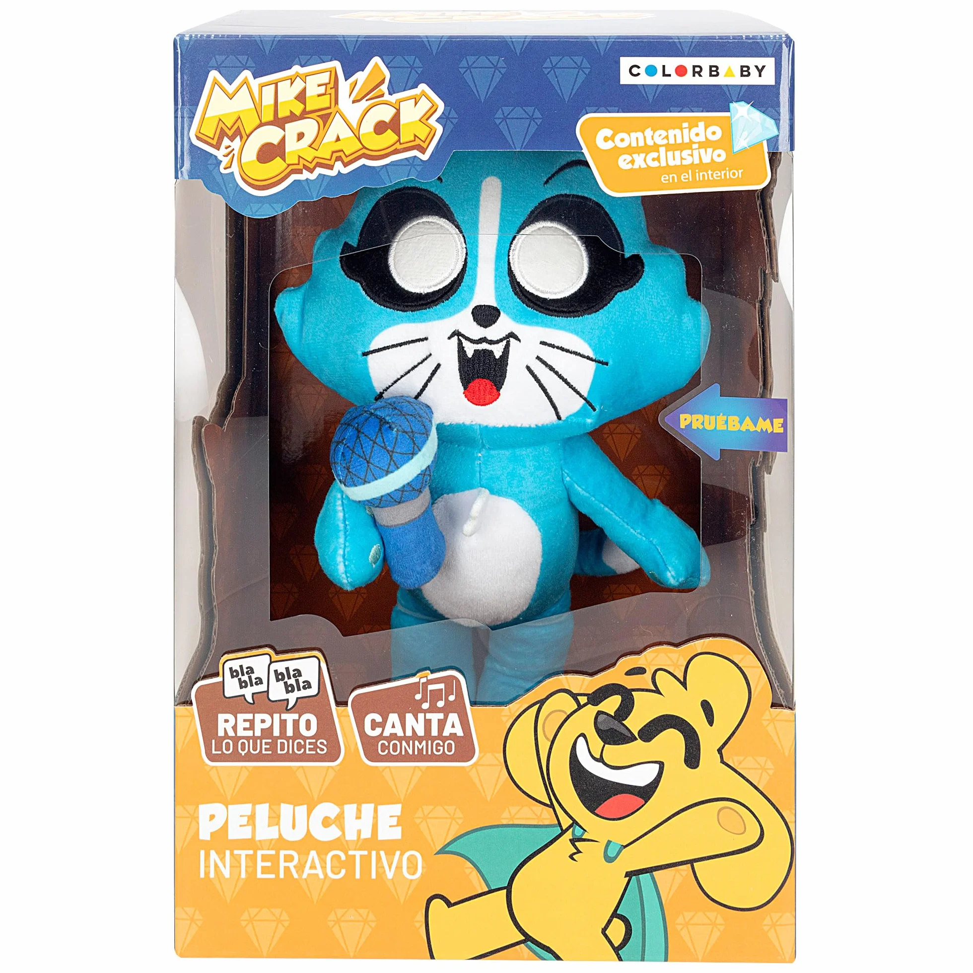ColorBaby Mikecrack, Peluche Interactivo, Gatita Akela, con música, Grabación y reproducción de Voz, Juguete Personaje Youtube, 29 cm, Canta La Mejor canción, Repite lo Que Dices (85424)
