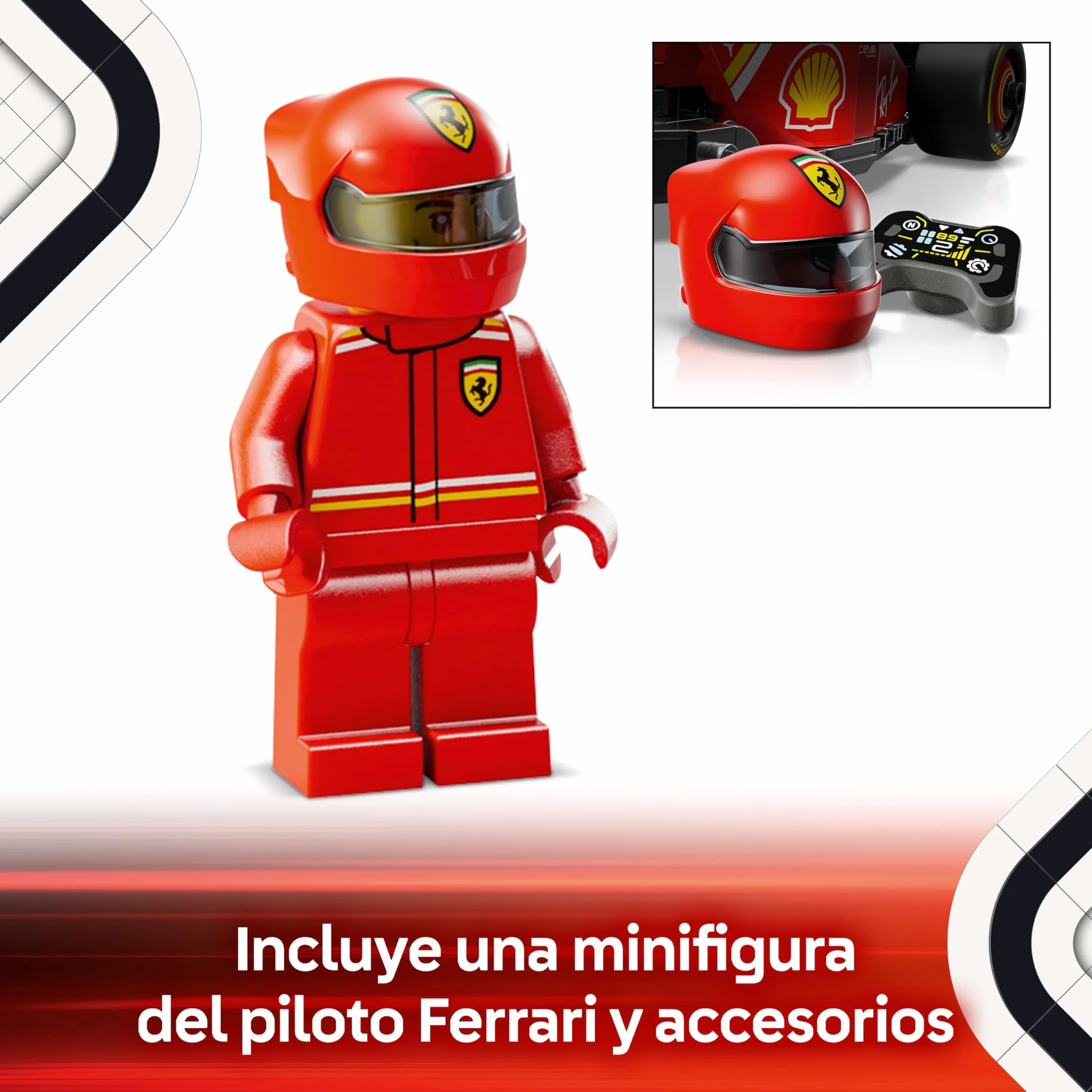 LEGO Speed Champions Coche de Carreras Ferrari SF-24 F1 de Juguete - Maqueta de Vehículo Rojo de Fórmula 1 y Minifigura de Piloto para Coleccionar - Regalo para Niños y Niñas de 10+ Años 77242