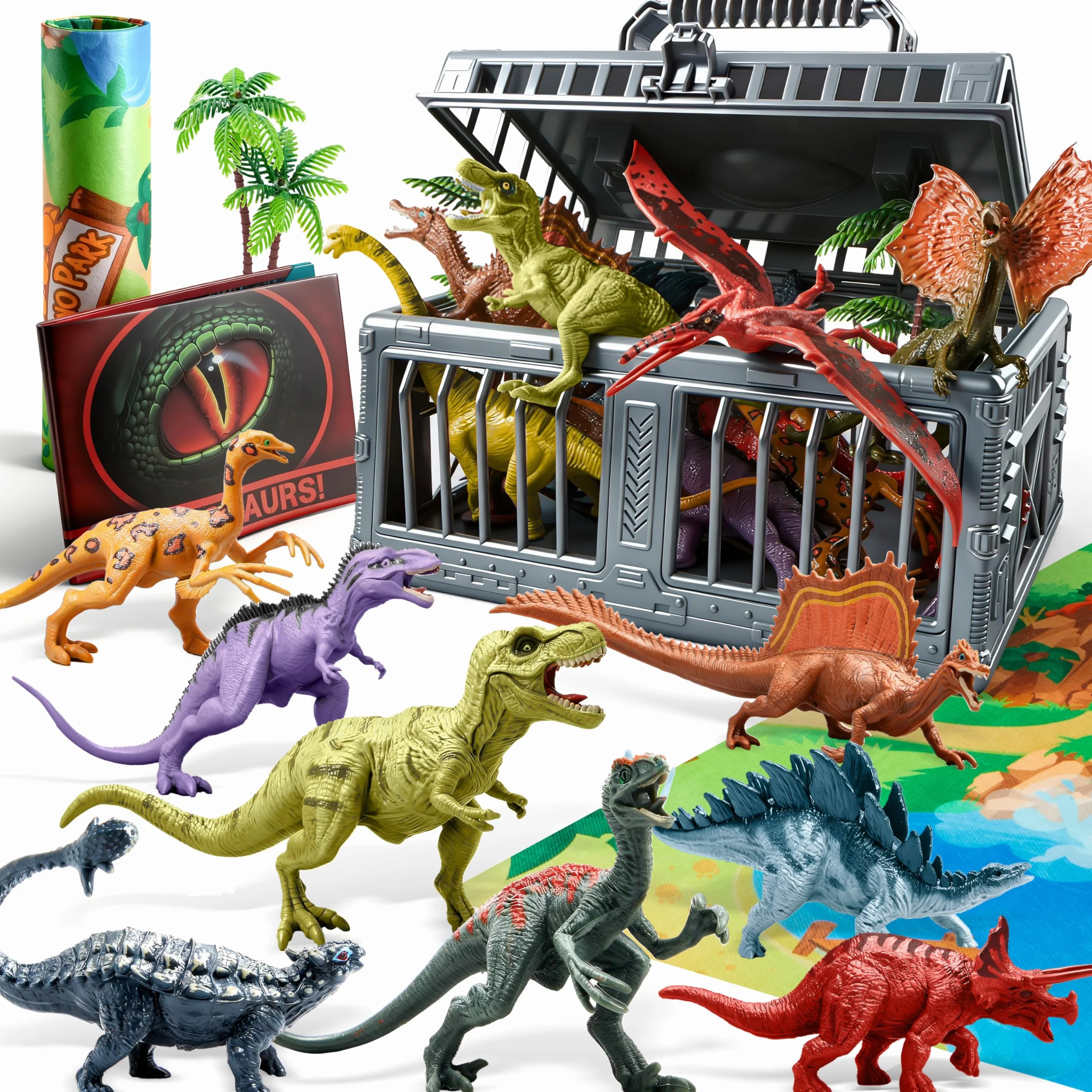 JOYIN Juguetes de Dinosaurios para Niños 3-6 Años 19 Regalos con Almohadillas y Jaulas de Almacenamiento