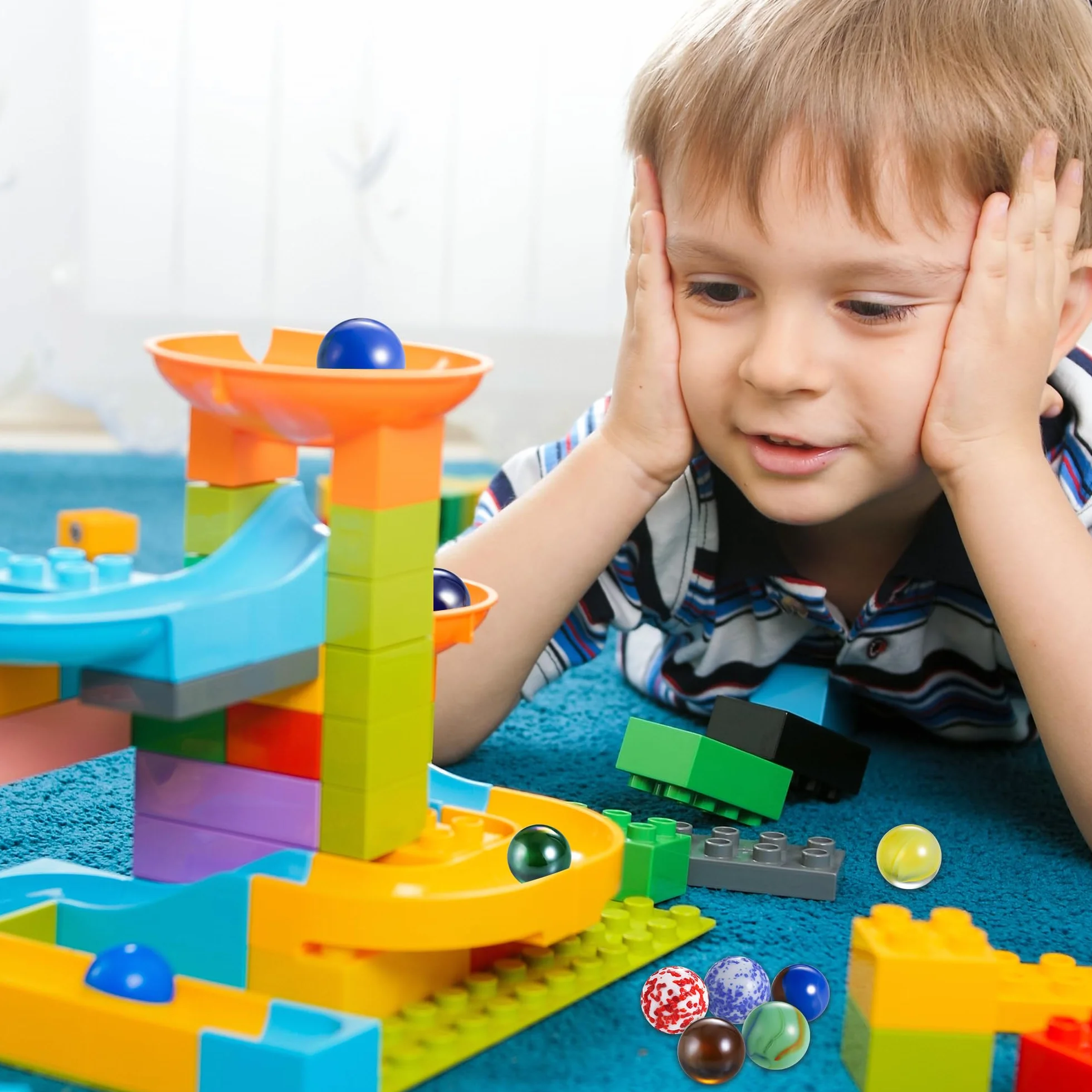 100 PCS Canicas para Niños, Canicas de Cristal Multicolor, Juegos de Canicas para Niños, 14mm, 16mm y 25mm, Canicas Grandes y Pequeñas para Jugar y Coleccionar, Decoración de Plantas y Hogar