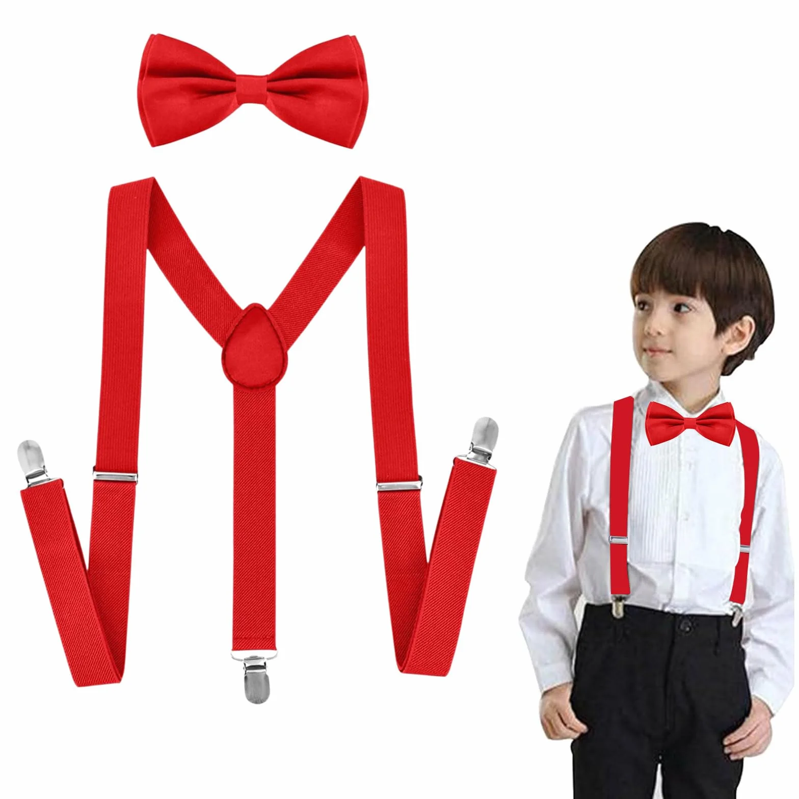 Tokaneit Suspenders Niños Pajarita Ajustables Clip On