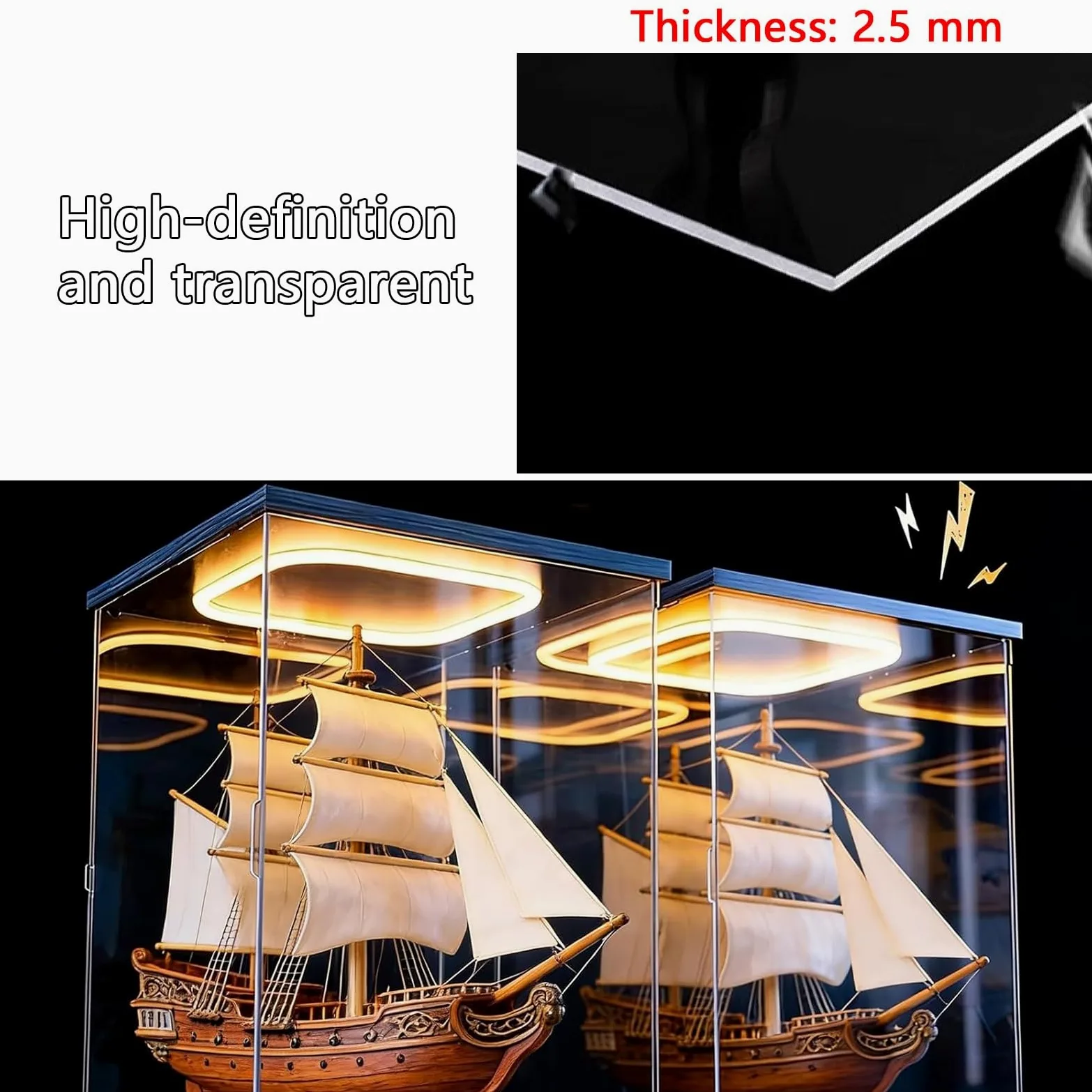 Vitrina Acrílica For Coleccionables con Luz LED, Vitrina De Figuras For Coleccionables, Diseño De Fuente De Alimentación De Serie Múltiple(L30xW30xH30cm(L12xW12xH12in))