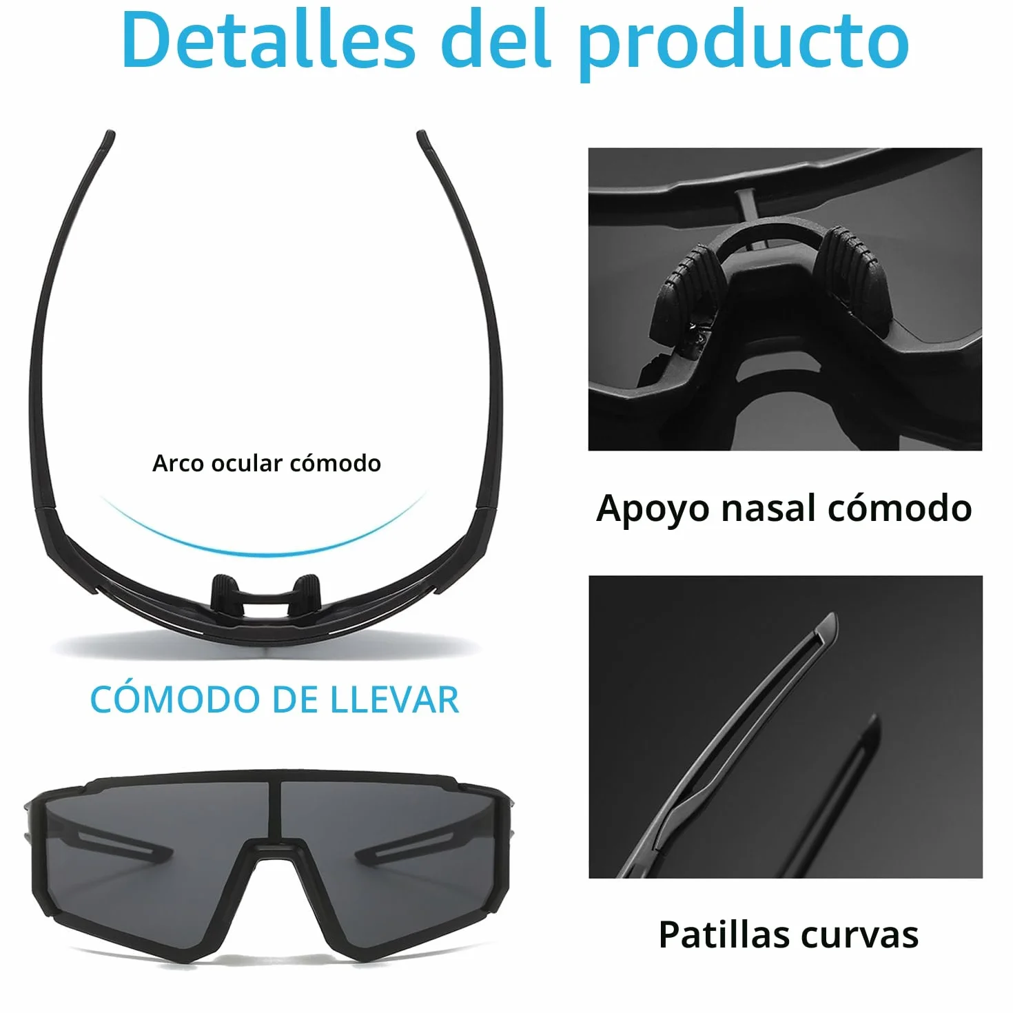 Gafas de Sol Deportivas Polarizadas UV400 para Hombre Mujer Carreras Ciclismo Esquí
