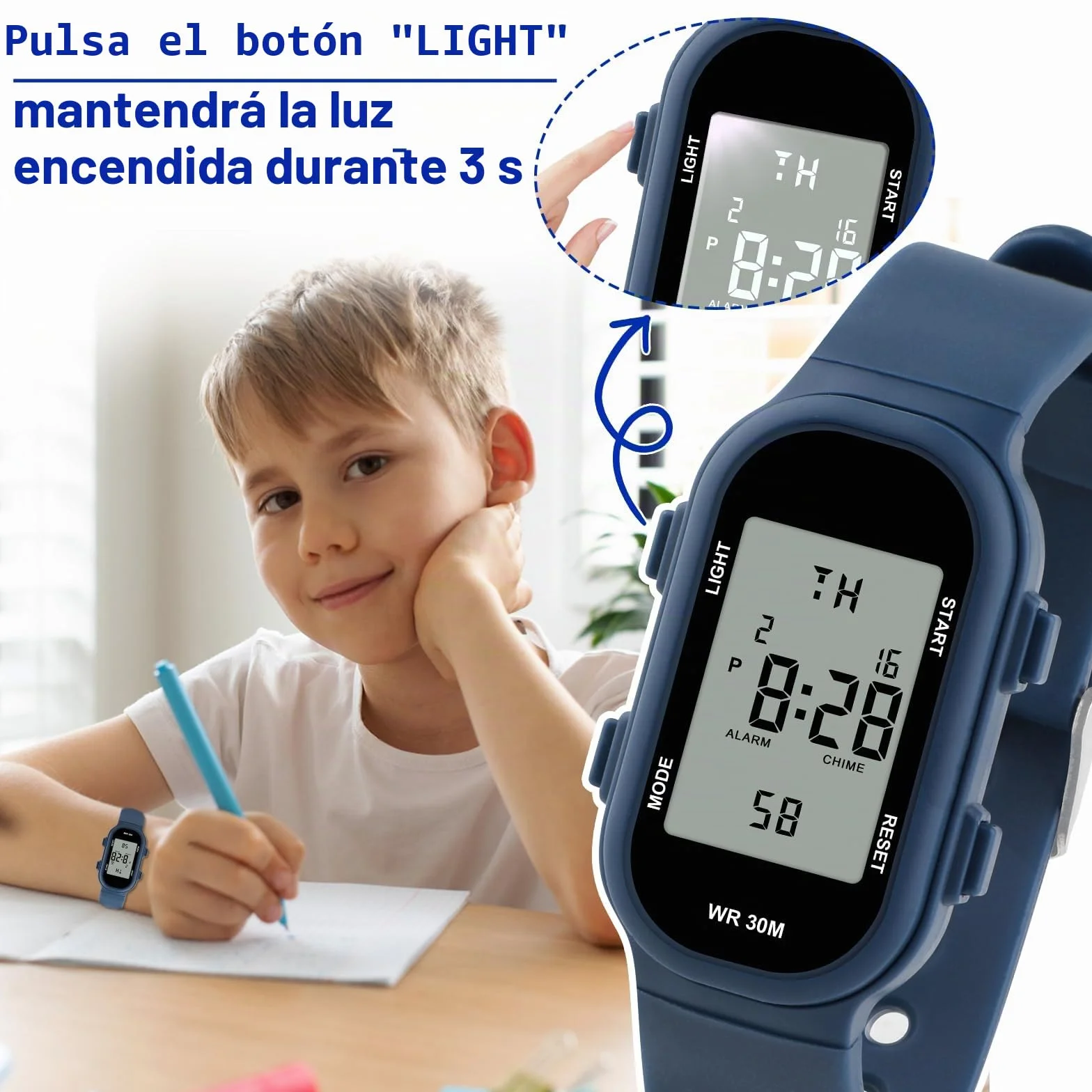 Reloj Digital para Niños DTKID Resistente al Agua 30M Deportes Alarma Cronómetro