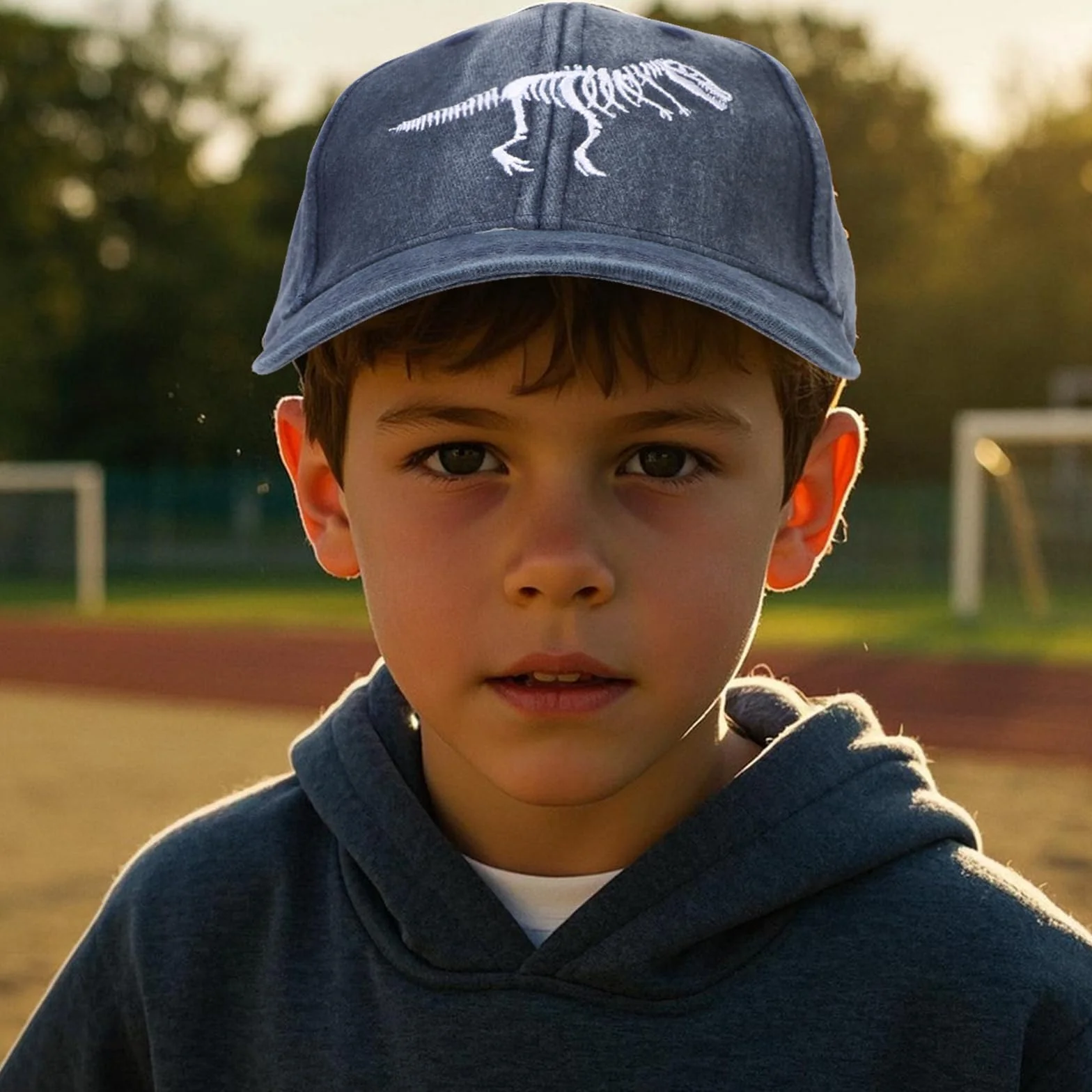 Gorra de Béisbol para Niños con Protección UV y Patrón de Dinosaurio Ajustable