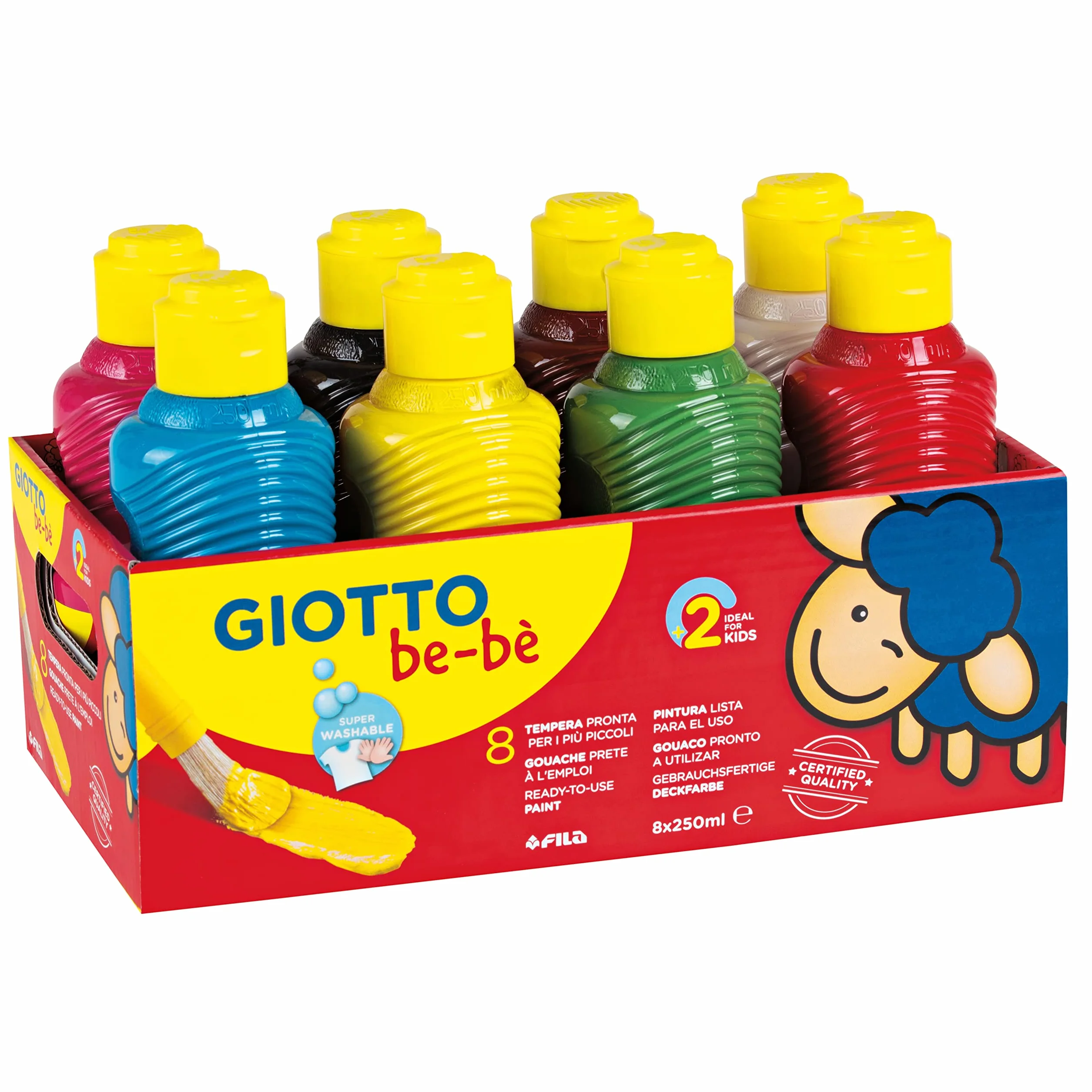 GIOTTO be-bè, Témpera Schoolpack, Botella Bio PET, Dermatológicamente Testado, 250 ml