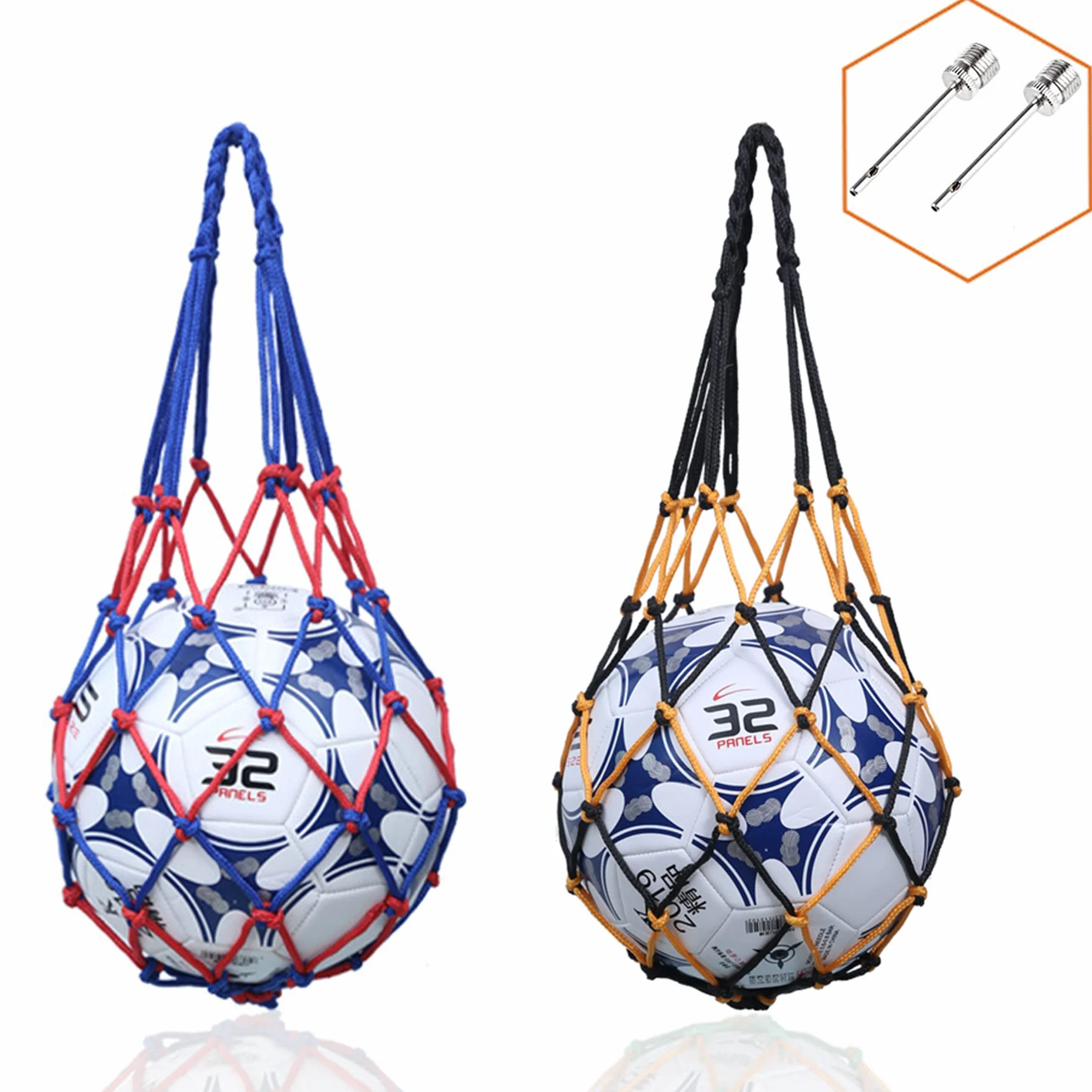 Red Portátil para Pelotas de Fútbol y Baloncesto con Asas de Agarre - 2 Redes, 1 Bola