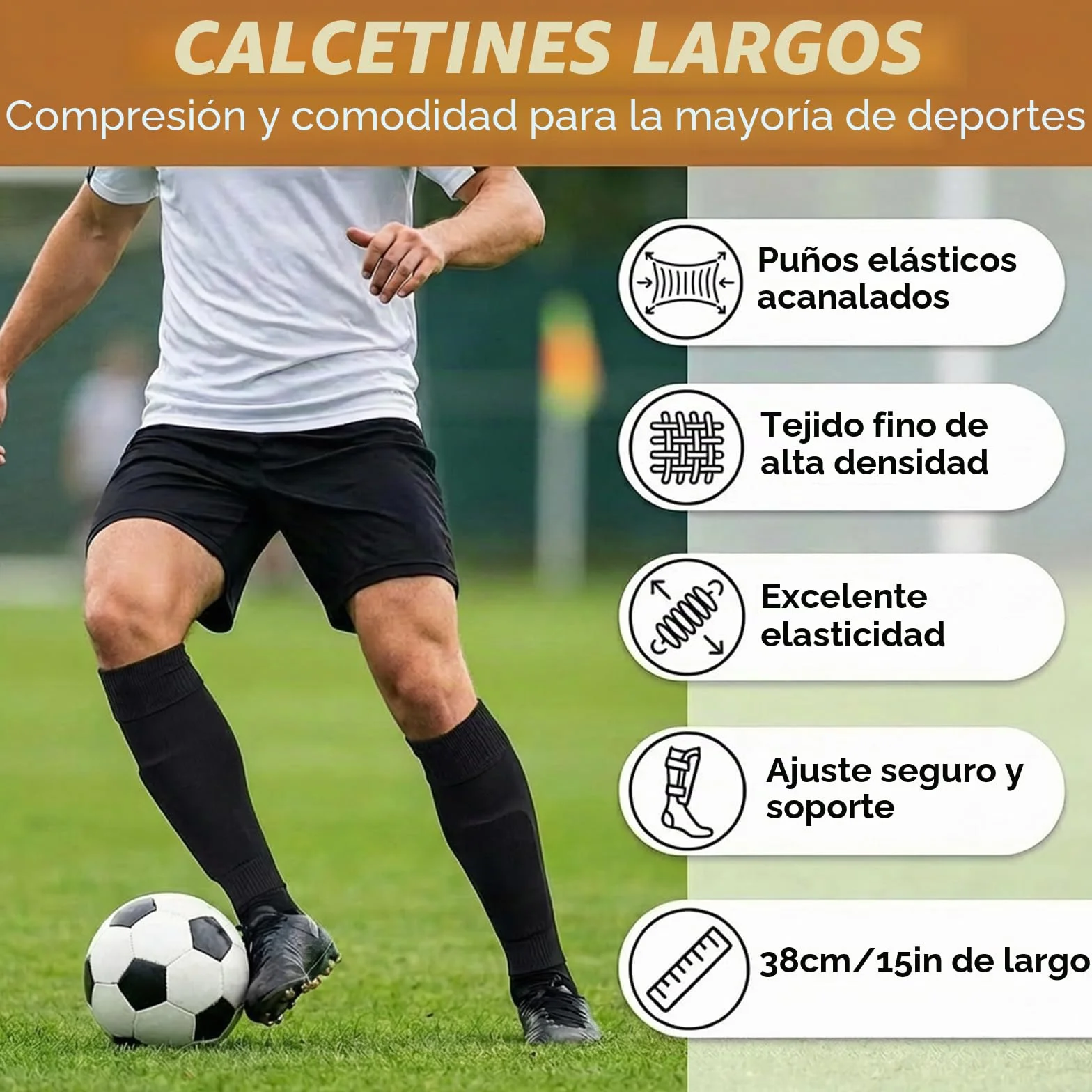 2 Pares de Medias de Fútbol sin Pie, Sujetador de Espinilleras para Adulto, Mangas de Compresión Transpirables y Antideslizantes