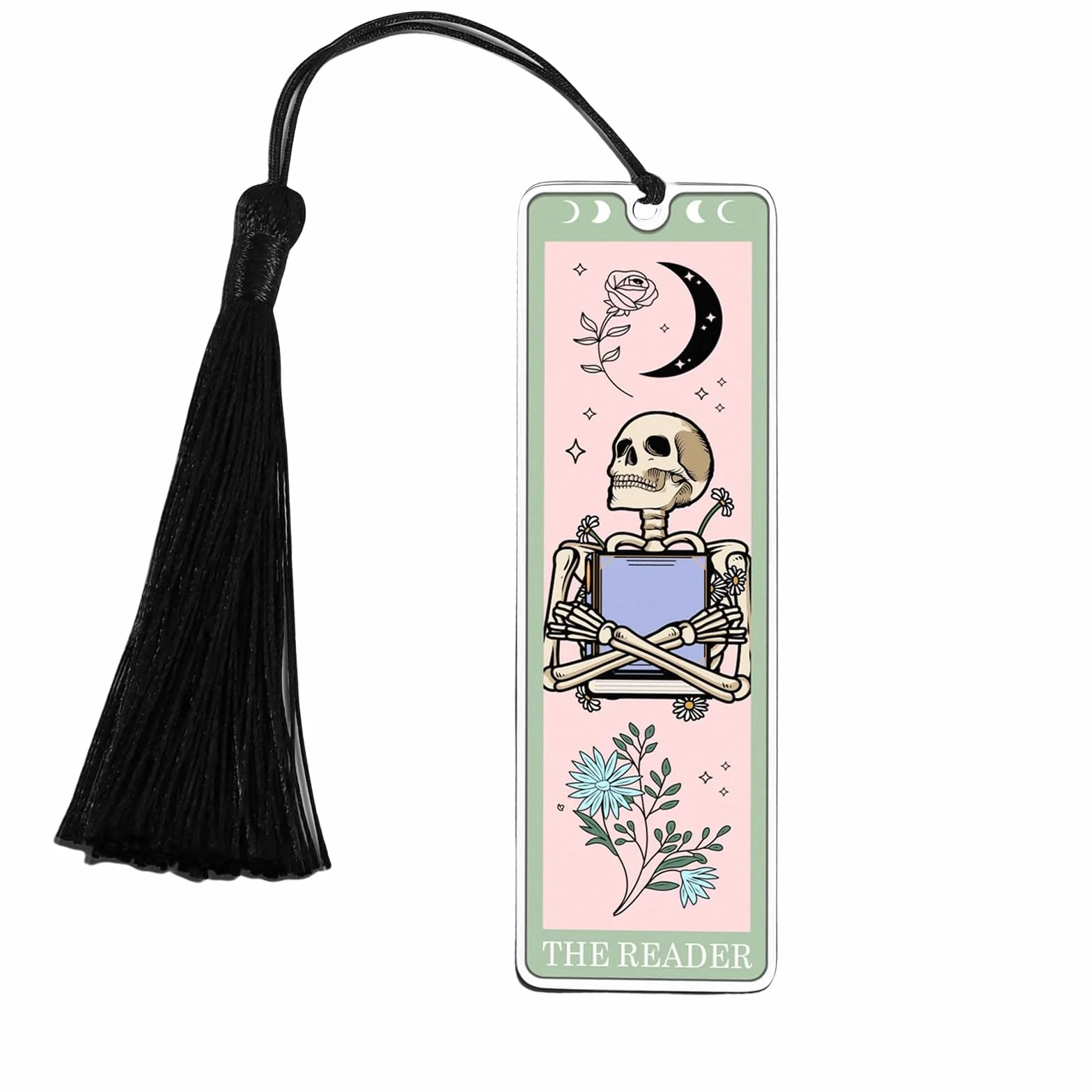 GlamRays Regalos para Amantes de los Libros para Mujeres Marcadores Navideños Marcadores Divertidos para Mujeres Hombres Tarot Marcadores Esqueleto Cartas del Tarot (Verde Claro)