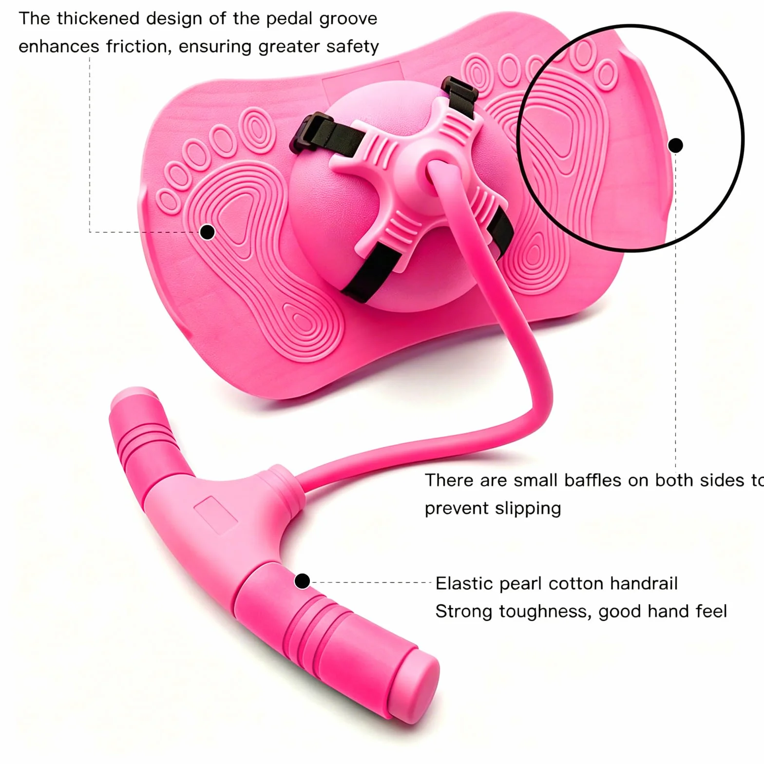 Balón para Saltar, Pelota de Salto de Pogo, Pelota de Rebote con Mango y Bomba de Aire, Parte Inferior Antideslizante, para Entrenar el Equilibrio, para Interiores y Exteriores (Rosa)