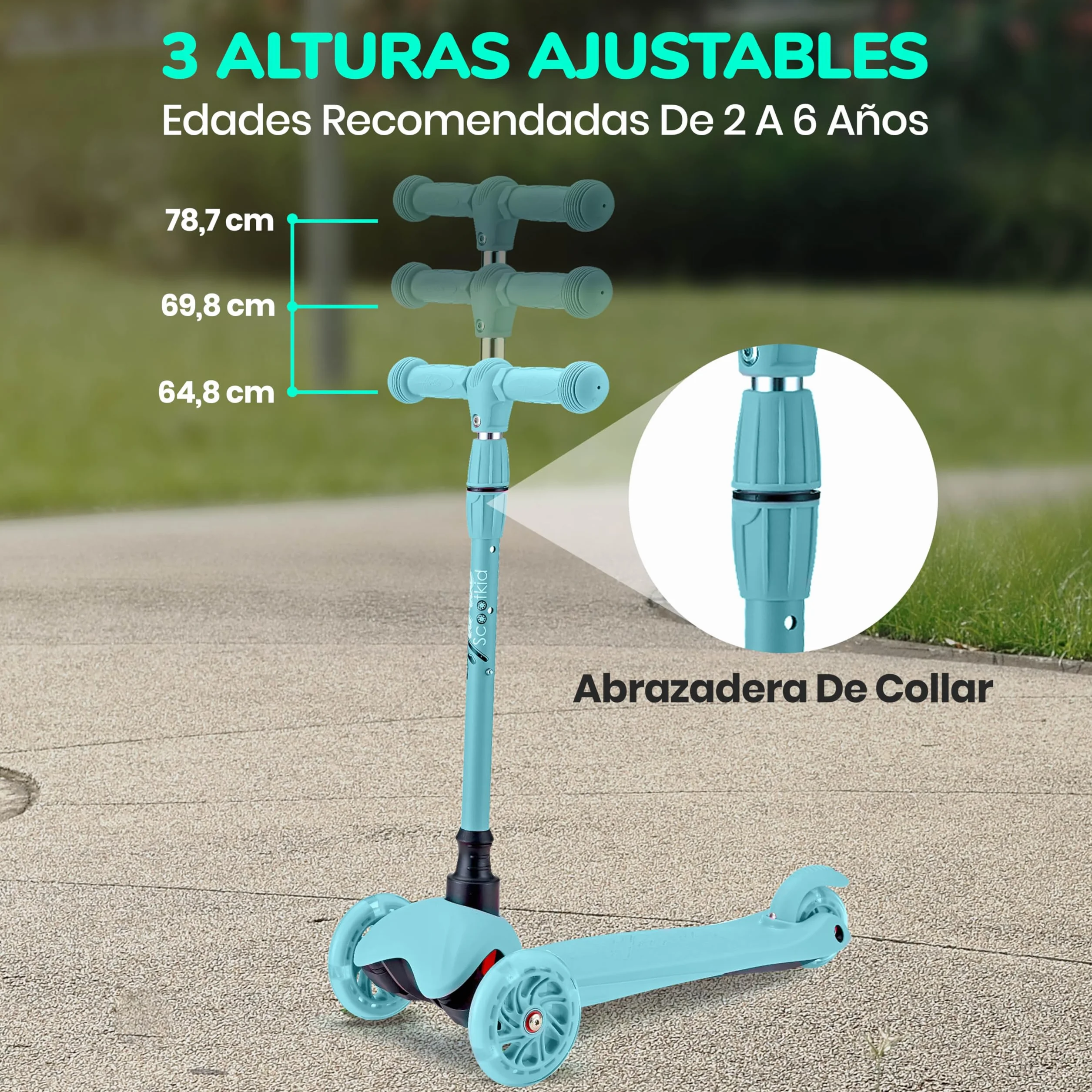 Hurtle Patinete, Scooter para niños, 3 Ruedas, Liviano, Luces LED, Antideslizante