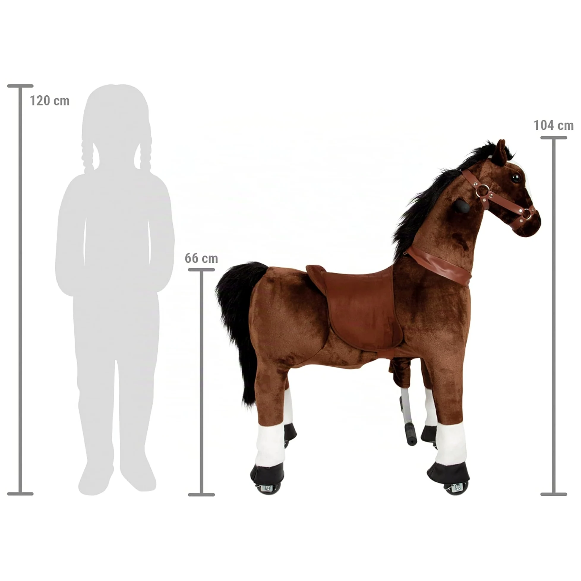 Small Foot Caballo de Montar con Ruedas de Felpa, Caballito de Juguete, hasta 50kg, para niños a Partir de 5 años, 12462