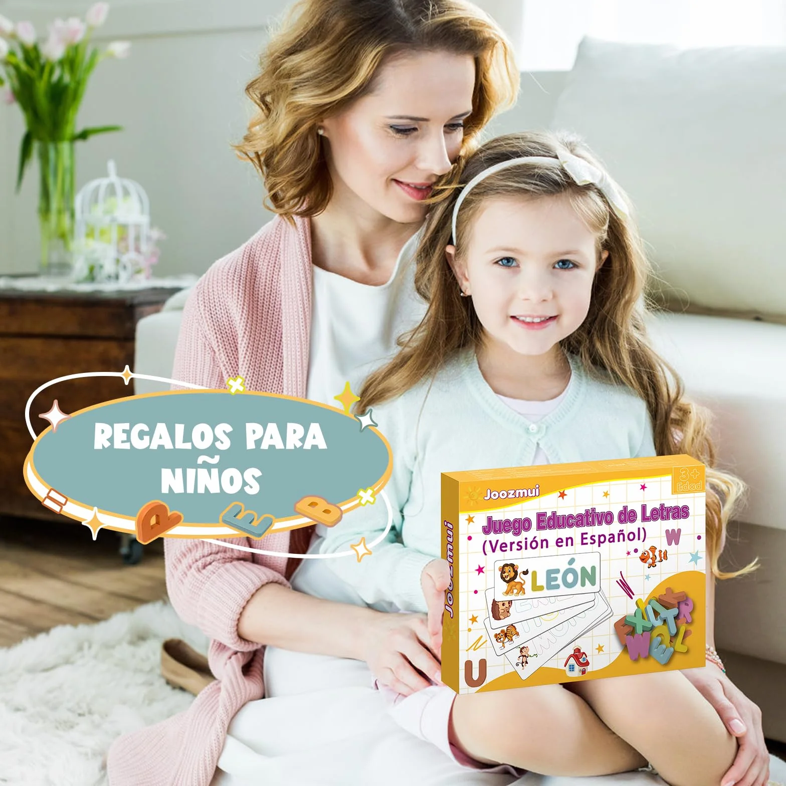 Joozmui Juguetes Niños 3 4 5 6 7 8 Años, Juegos Educativos Niños 3-8 Años Regalo Niña 3-8 Años Juegos para Niño Juguetes Niña Aprender a Leer Juguetes Montessori Scrabble Español