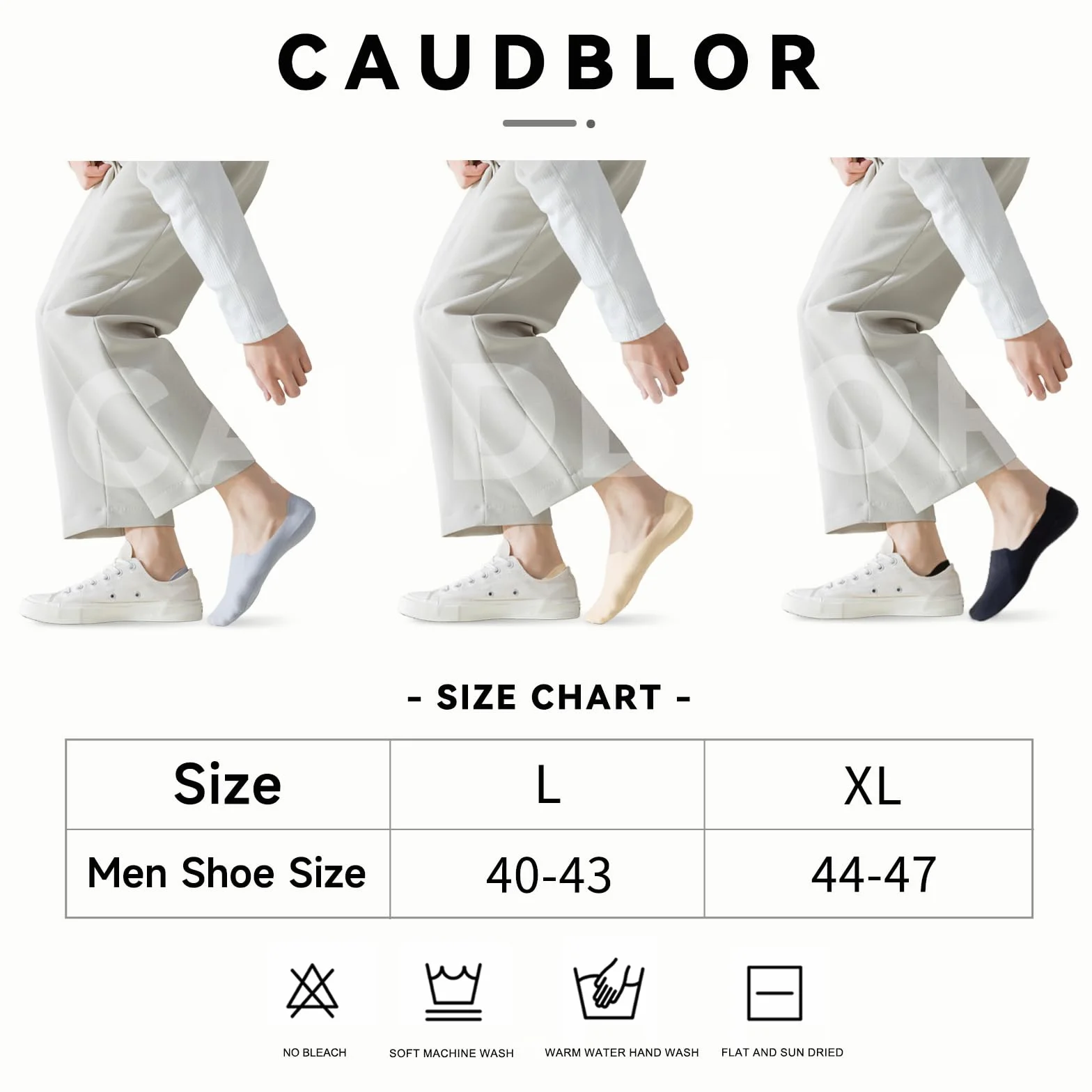 Caudblor Calcetines Deportivos Hombre Algodón Invisibles Resistente Negro Carne 40-47