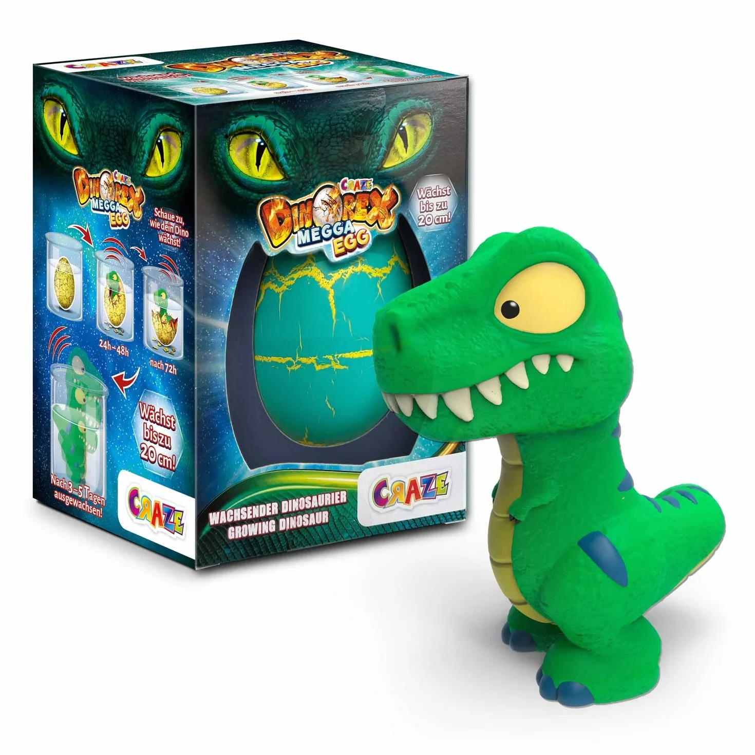 CRAZE Mega Egg DINOREX Juguetes de Dinosaurios para incubar Que Crecen en Agua, Huevos de Pascua con Sorpresa de Dinosaurio