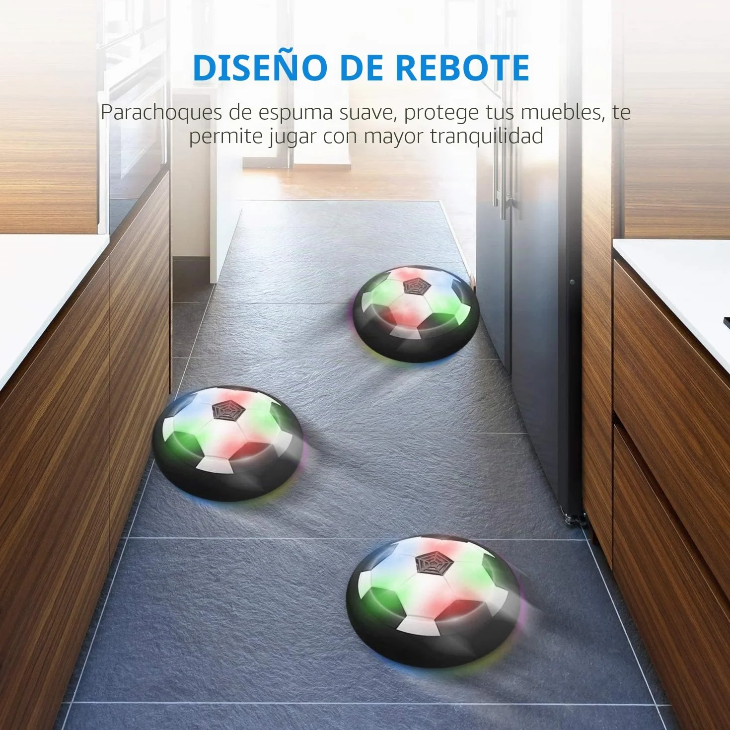 Hover Ball Air Power - Balón de fútbol flotante LED de 18 cm, juguete de tecnología interactiva para interior/exterior (luz RGB, certificado TÜV)