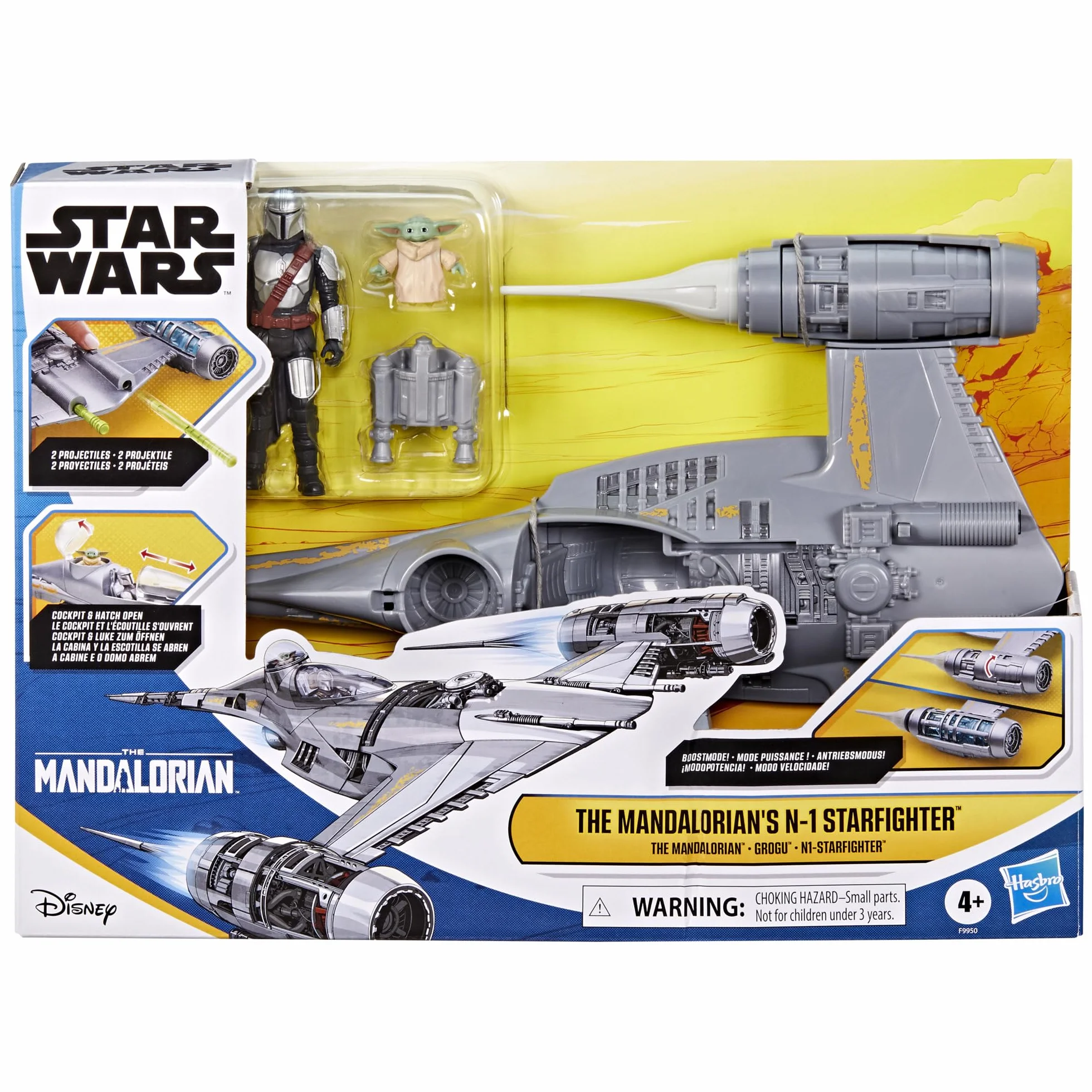 Star Wars Epic Hero Series The Mandalorian's N-1 Starfighter - Figuras de Acción Juguetes para el Juego de rol, Nave Estelar con Mandaloriano y Grogu (Baby Yoda)