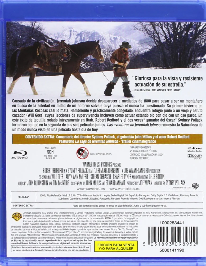 Las Aventuras De Jeremías Johnson Blu-Ray [Blu-ray]