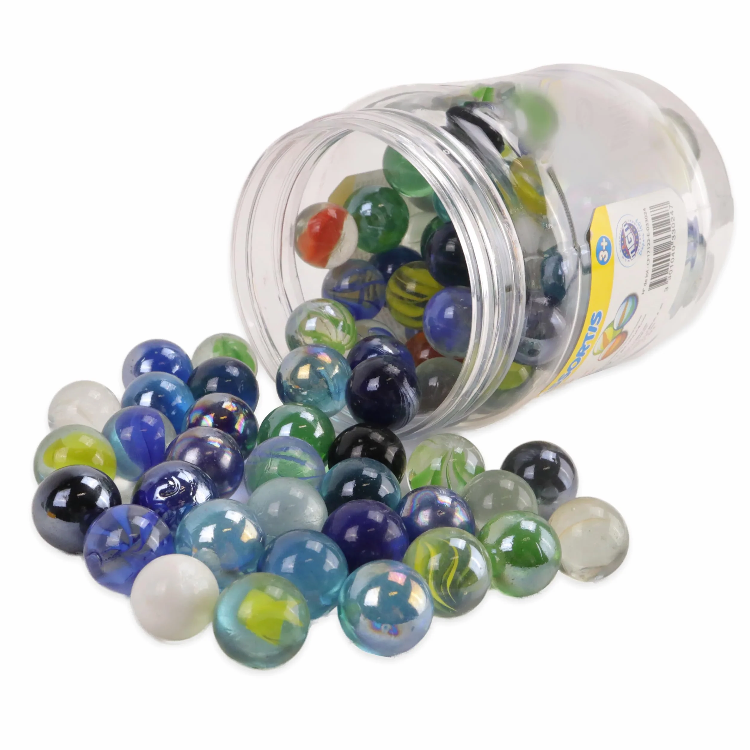 MGM FLYPOP'S - Botes de Canicas y Tapas - Juego de Recreación - 033024 - Multicolor - Vidrio - Juego de Habilidad - Juguete Infantil - Tapas - 1,6 cm x 1,6 cm - A Partir de 3 años.