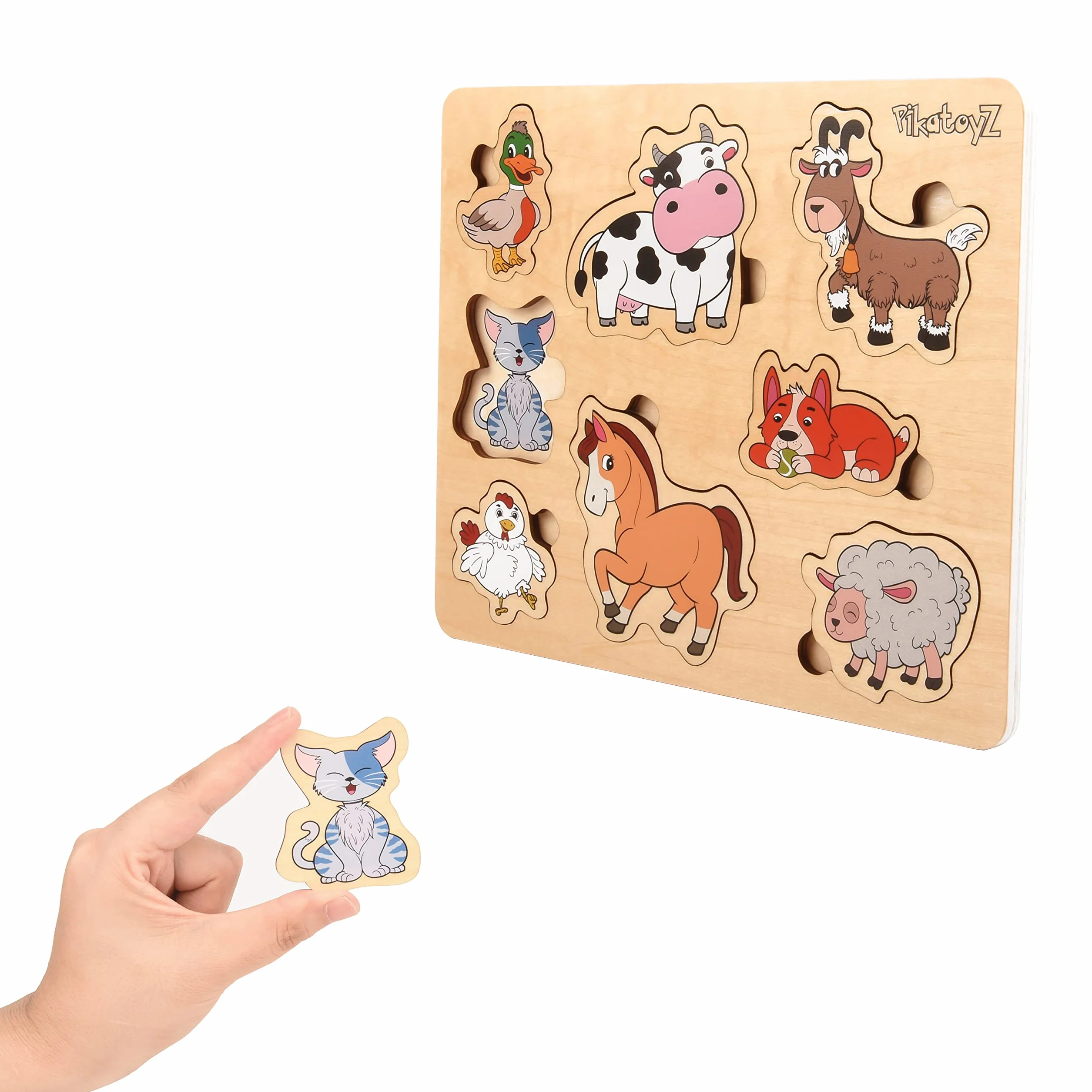 Juguetes Montessori Puzzle de Madera Animales de Granja para Bebés 1 2 3 Años