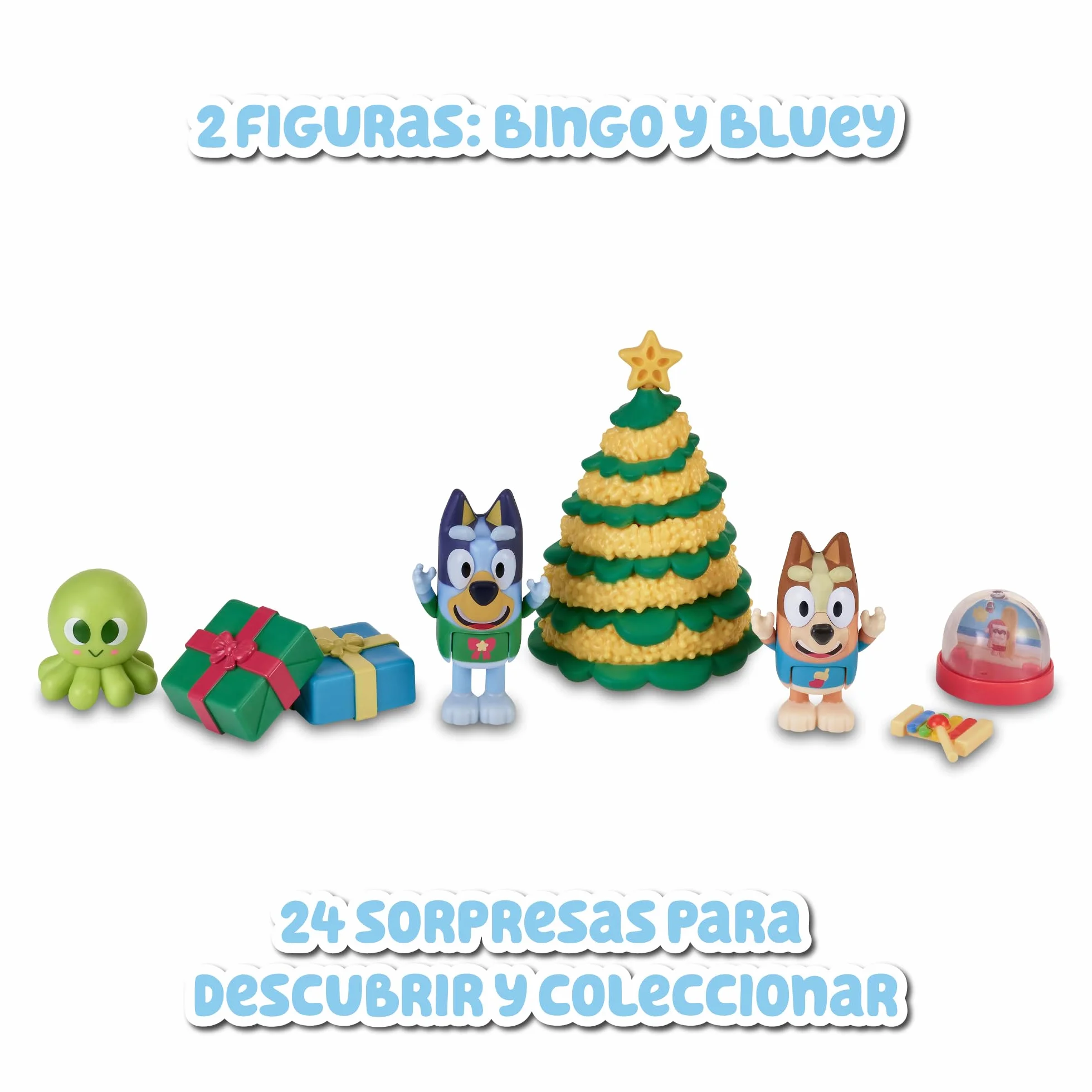 Bluey - Calendario de Adviento, calendario con 24 piezas, incluye figuras de la serie y accesorios, para niños y niñas +3 años de edad, Famosa (BLY54000)