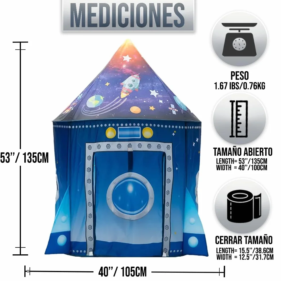 Tienda campaña Infantil - Casitas Infantiles - Tipi - Casita Infantil Exterior - Juguete para niños 3,4,5,6,7 años - Juego Infantil - Casitas Tela - Regalo de cumpleaños - (Azul)